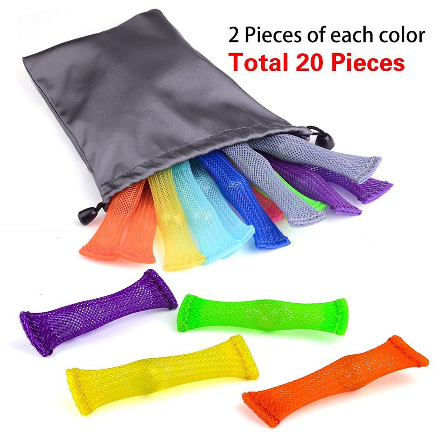 AUSTOR 20-Piece Marble & Mesh Fidget Toys — Focus and Stress Relief, 10 Colors