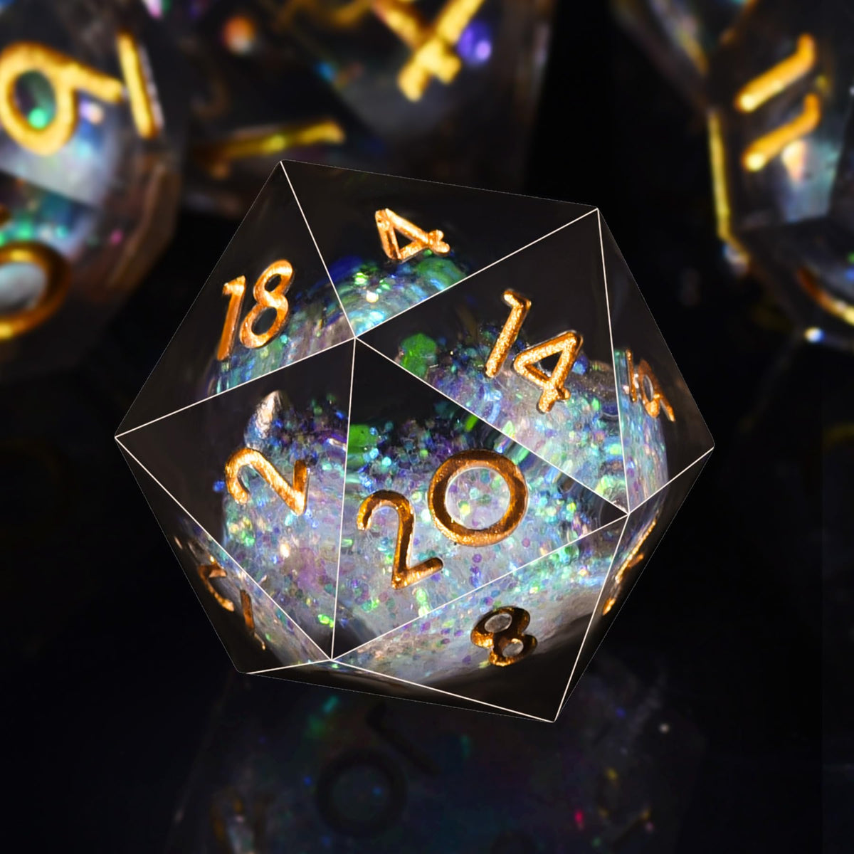 AUSTOR Liquid Core DND Dice Set - 7 Die Sharp Edge Resin Dice