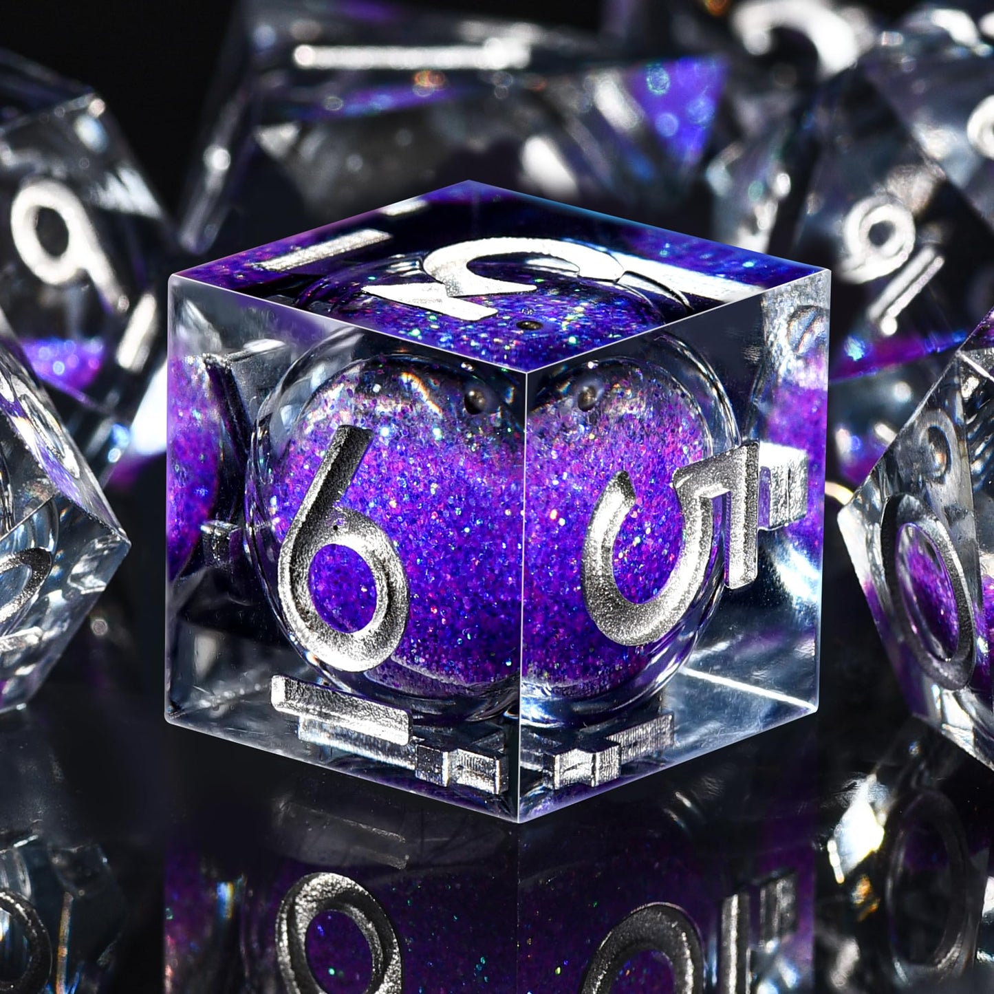 AUSTOR Liquid Core DND Dice Set – 7-Piece Sharp Edge Polyhedral Dice with Quicksand Resin