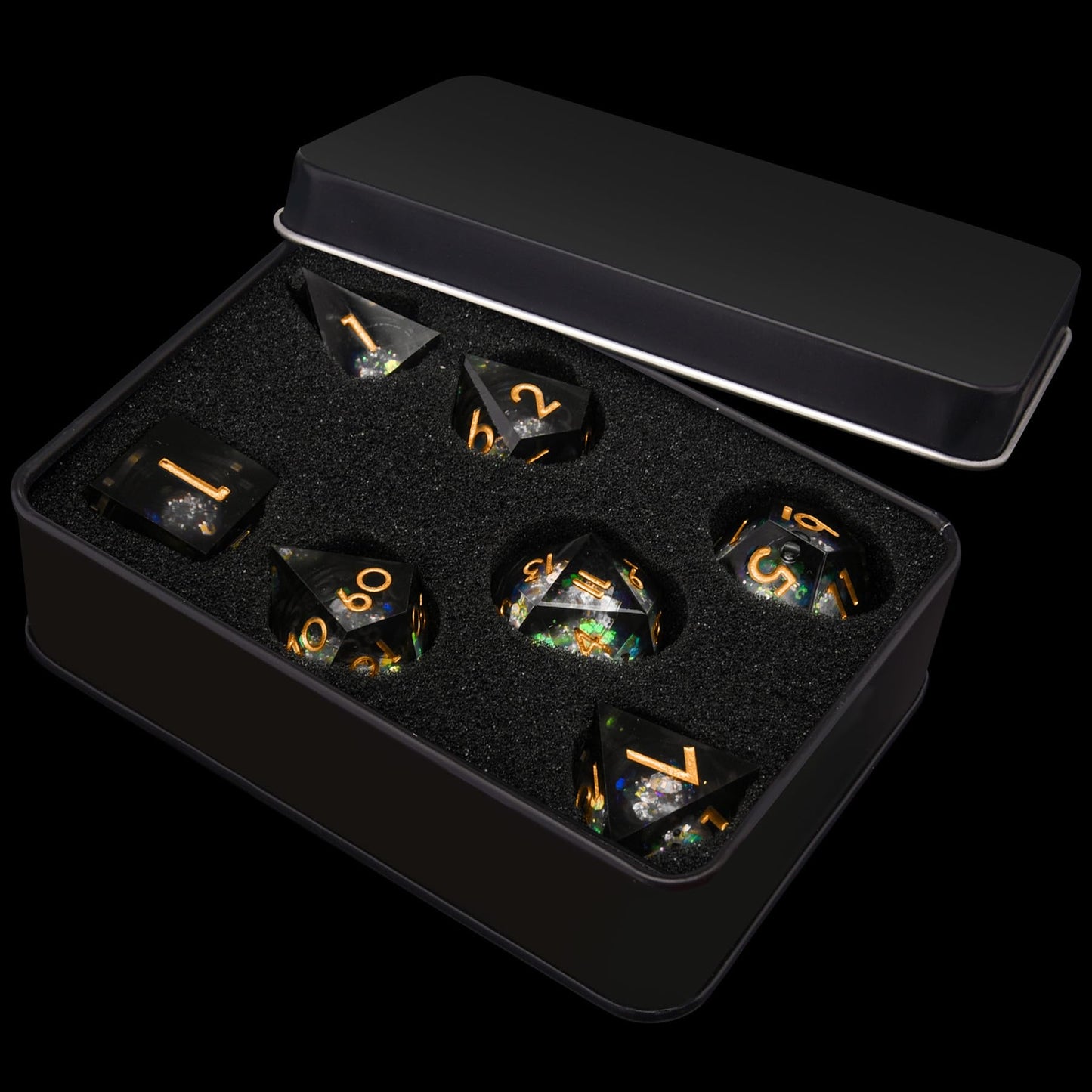 AUSTOR Liquid Core DND Dice Set - 7 Die Sharp Edge Resin Dice