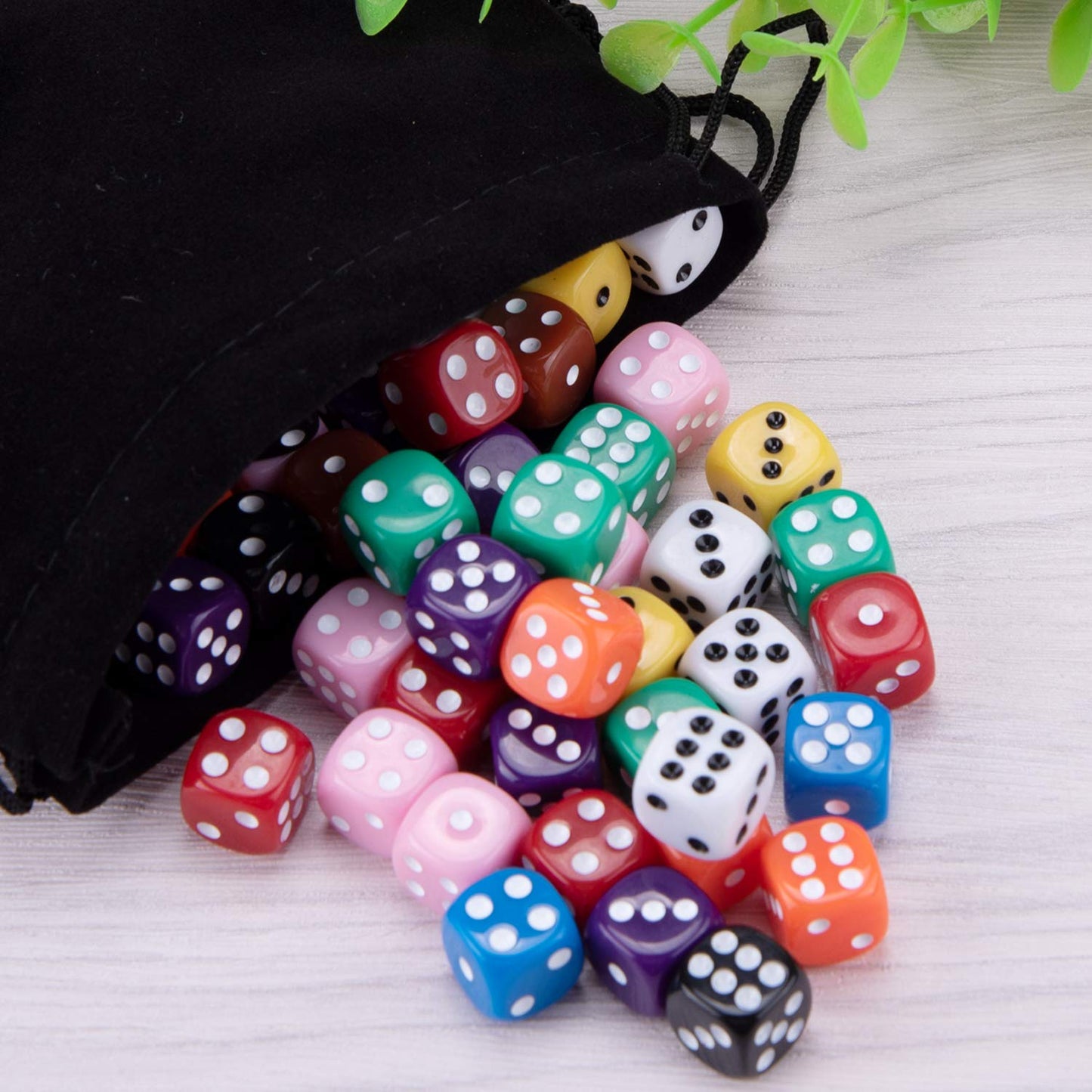AUSTOR 100-Piece 12mm Dice Set — Round Corner, Eco-Friendly Acrylic, Velvet Pouch