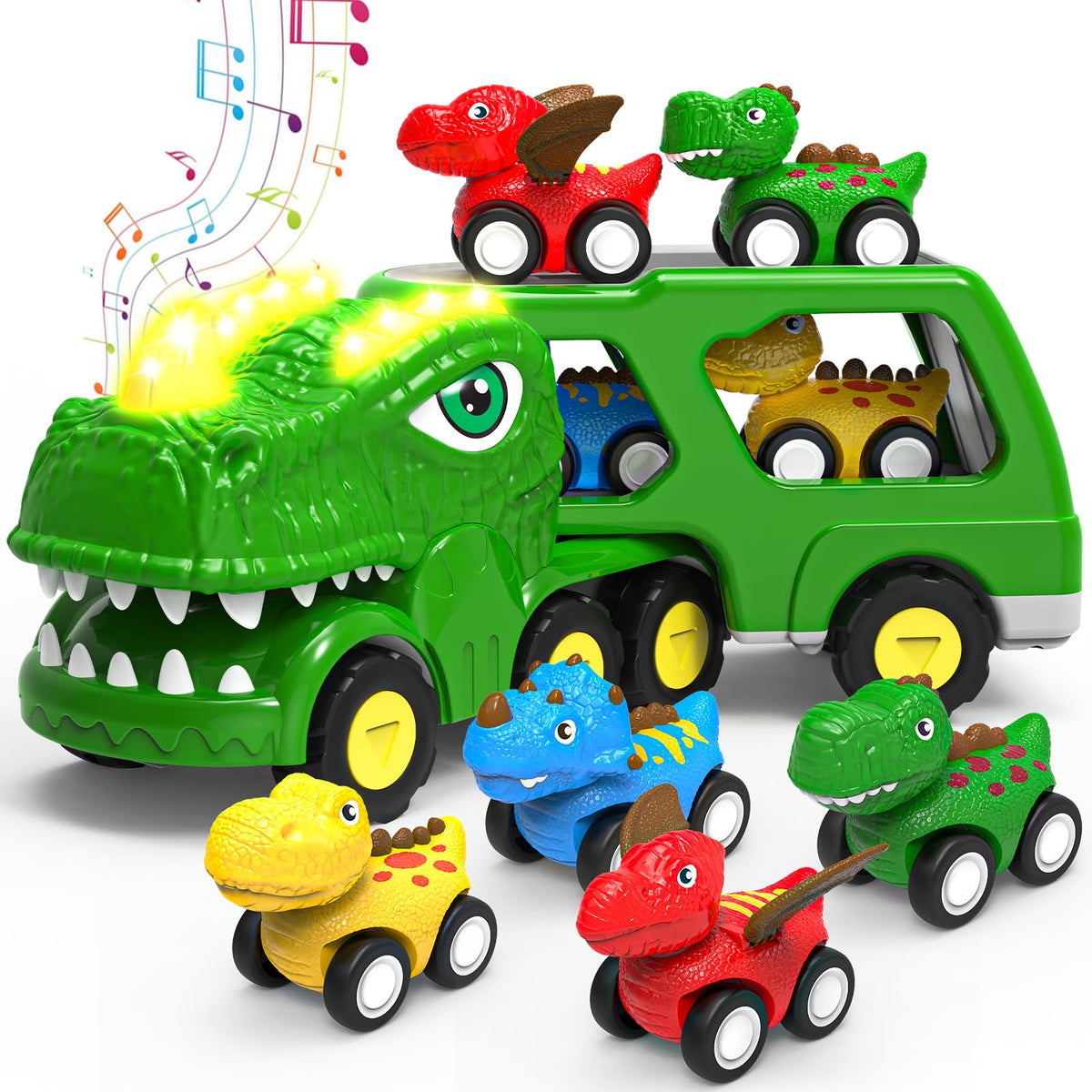AUTGA Dinosaur Toys - 5-in-1 Dino Truck Set for Toddlers 1-5