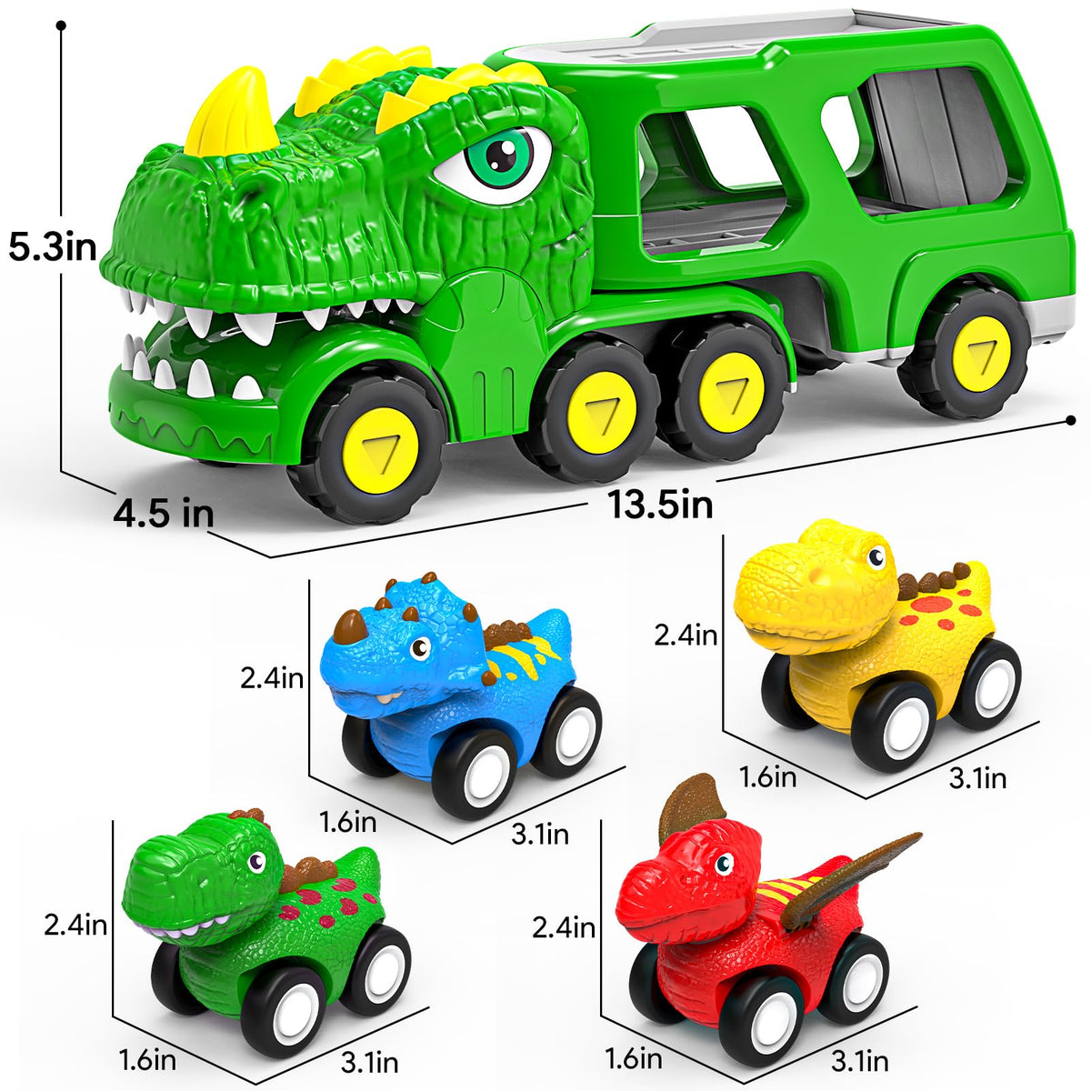 AUTGA Dinosaur Toys - 5-in-1 Dino Truck Set for Toddlers 1-5