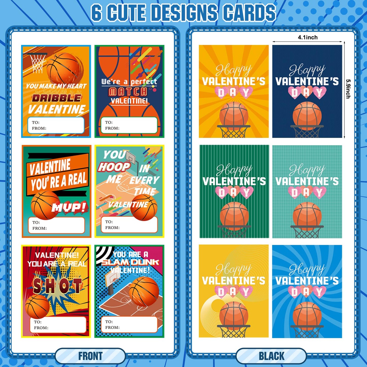 AUUGUU 30 Valentine Cards with Mini Basketball Games – Classroom Gift Set for Kids