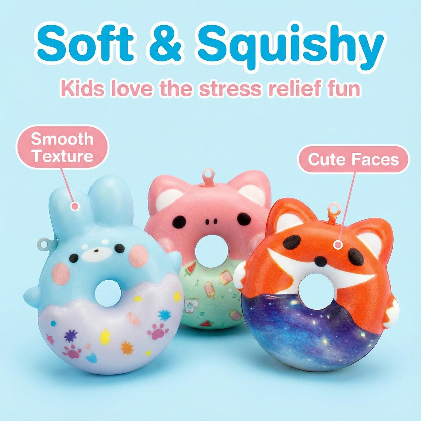 AUUGUU 28 Donut Squishy Valentines Cards – Punny Classroom Gift Set