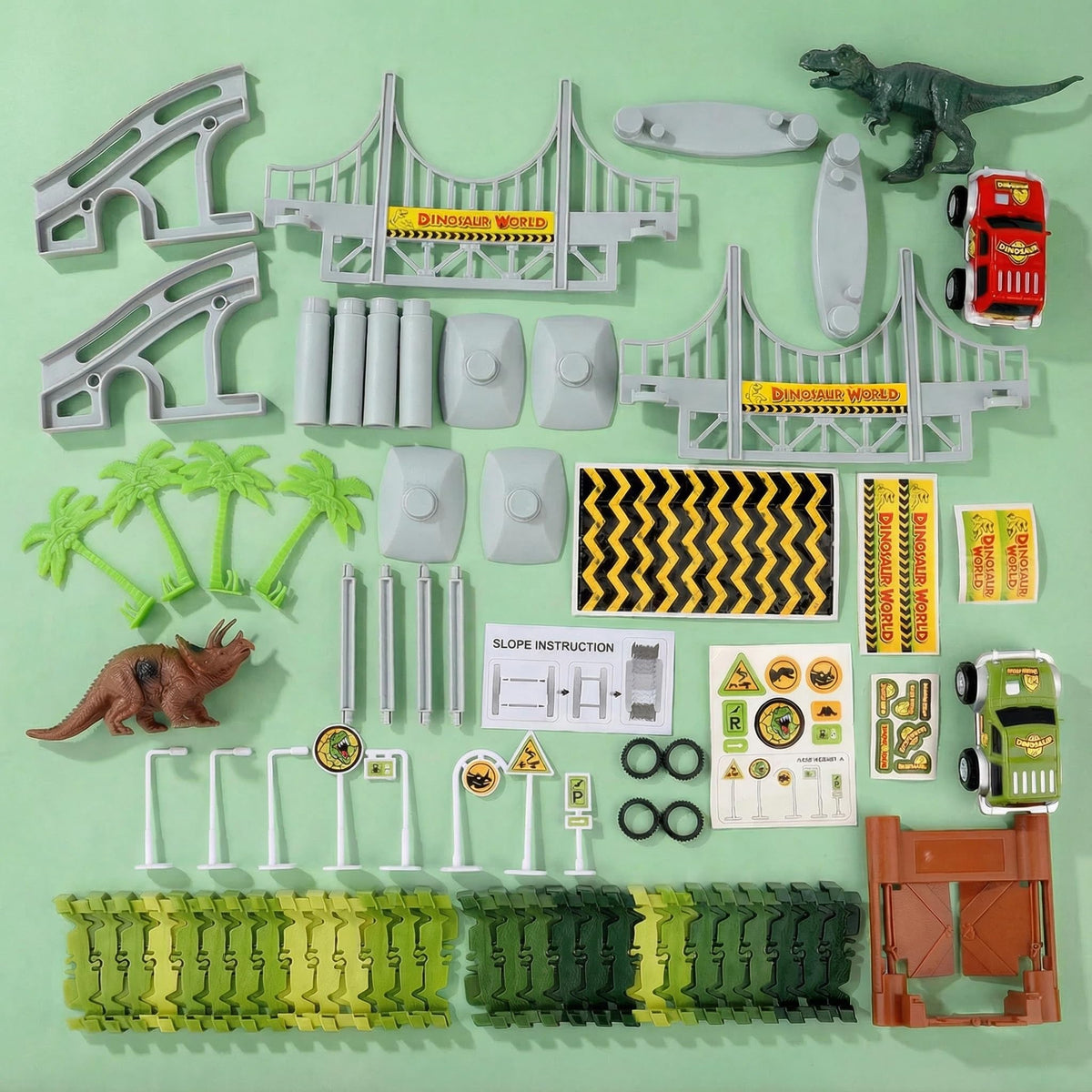 AUUGUU Dinosaur Race Track Toys — Flexible 187-Piece Set for Kids Aged 3+
