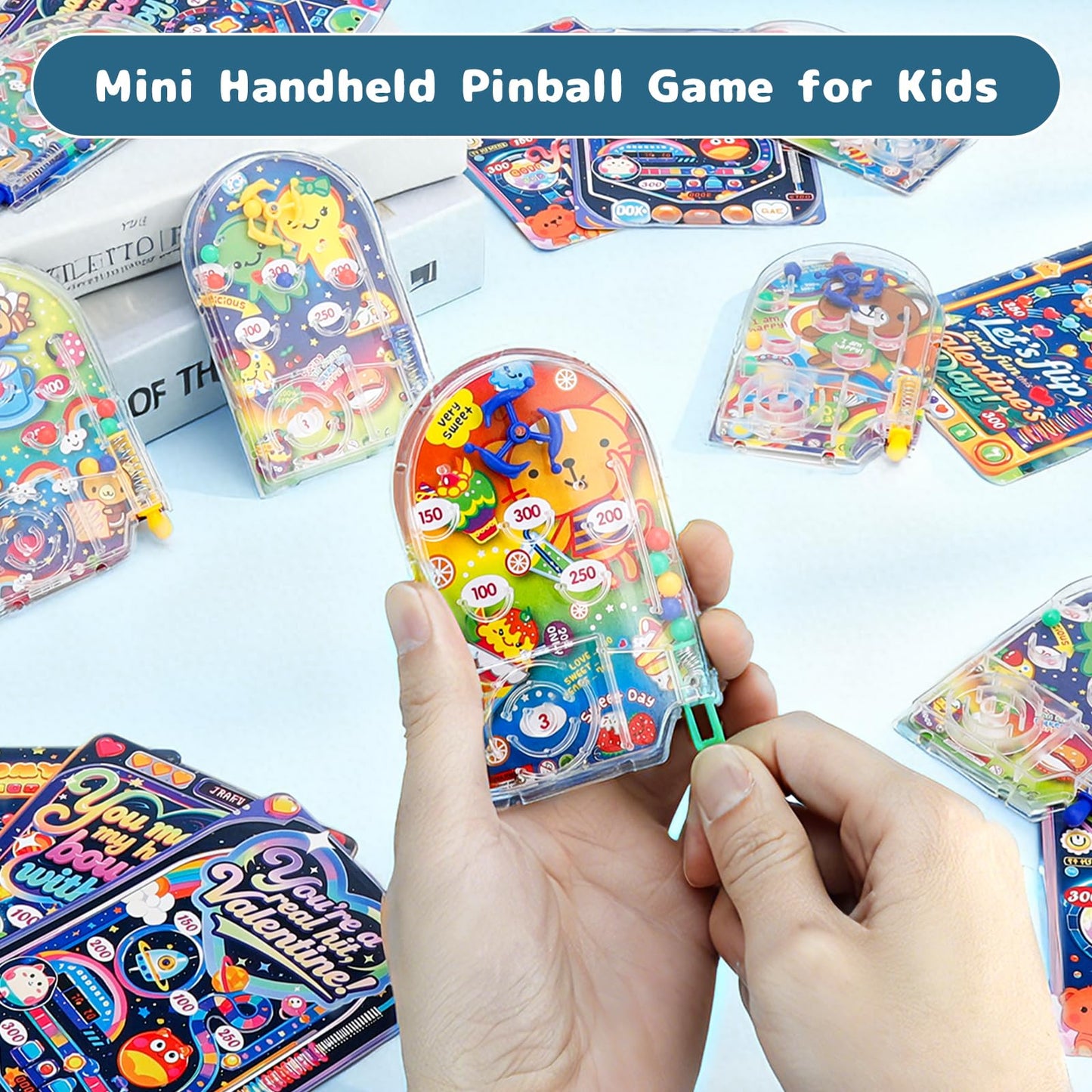 AUUGUU 28 Valentines Day Pinball Cards - Handheld Arcade Toys for Classrooms