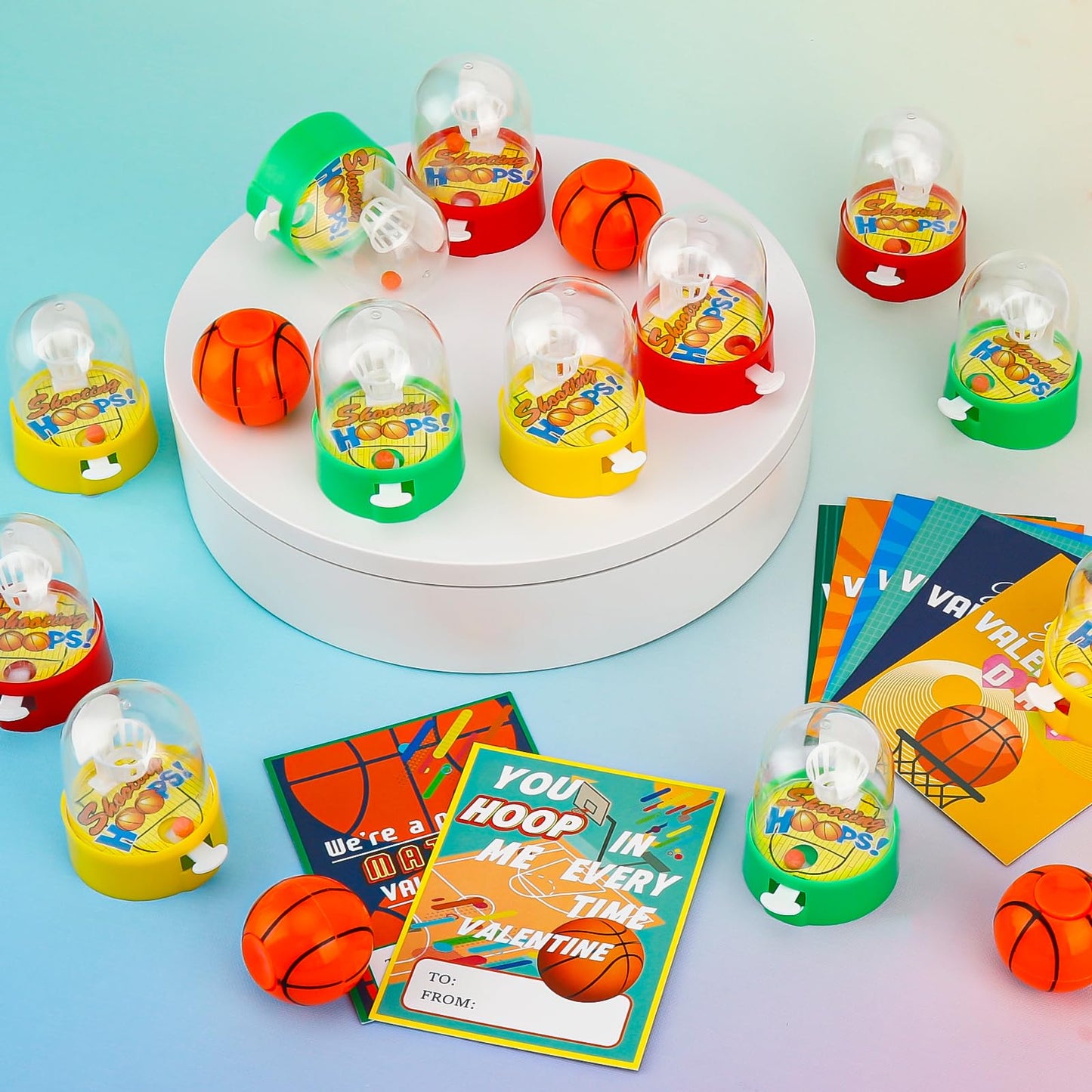 AUUGUU 30 Valentine Cards with Mini Basketball Games – Classroom Gift Set for Kids