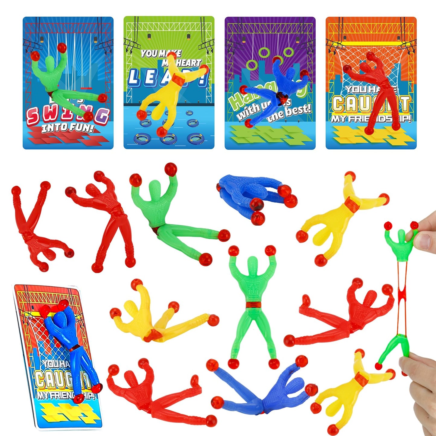AUUGUU Valentines Day Cards for Kids + 28 Ninja Sticky Men – Classroom Gifts & Party Favors
