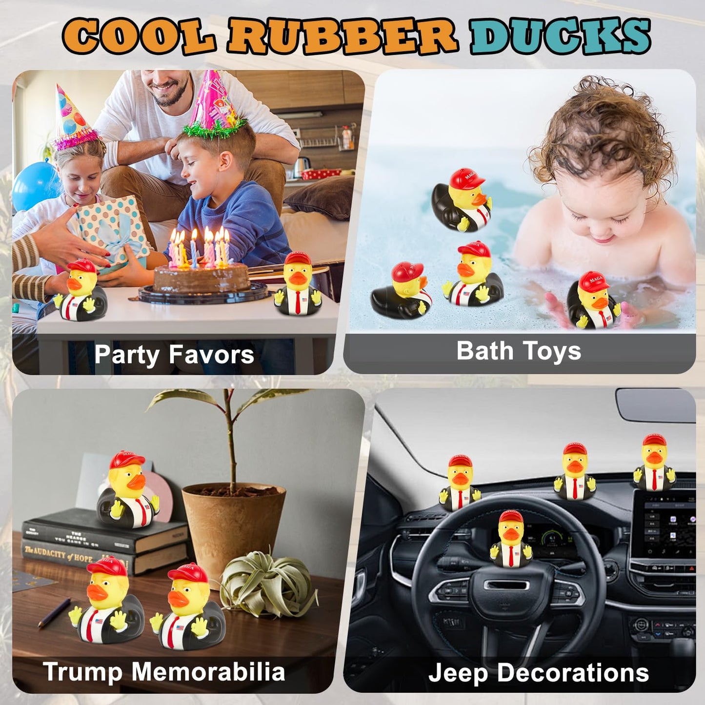 Auvitaya Baby Bath Toy: Squeaky Rubber Ducks for Kids – Funny Bath Time Duckies