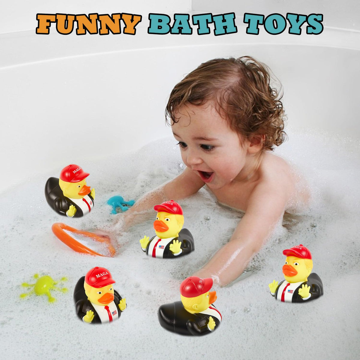 Auvitaya Baby Bath Toy: Squeaky Rubber Ducks for Kids – Funny Bath Time Duckies