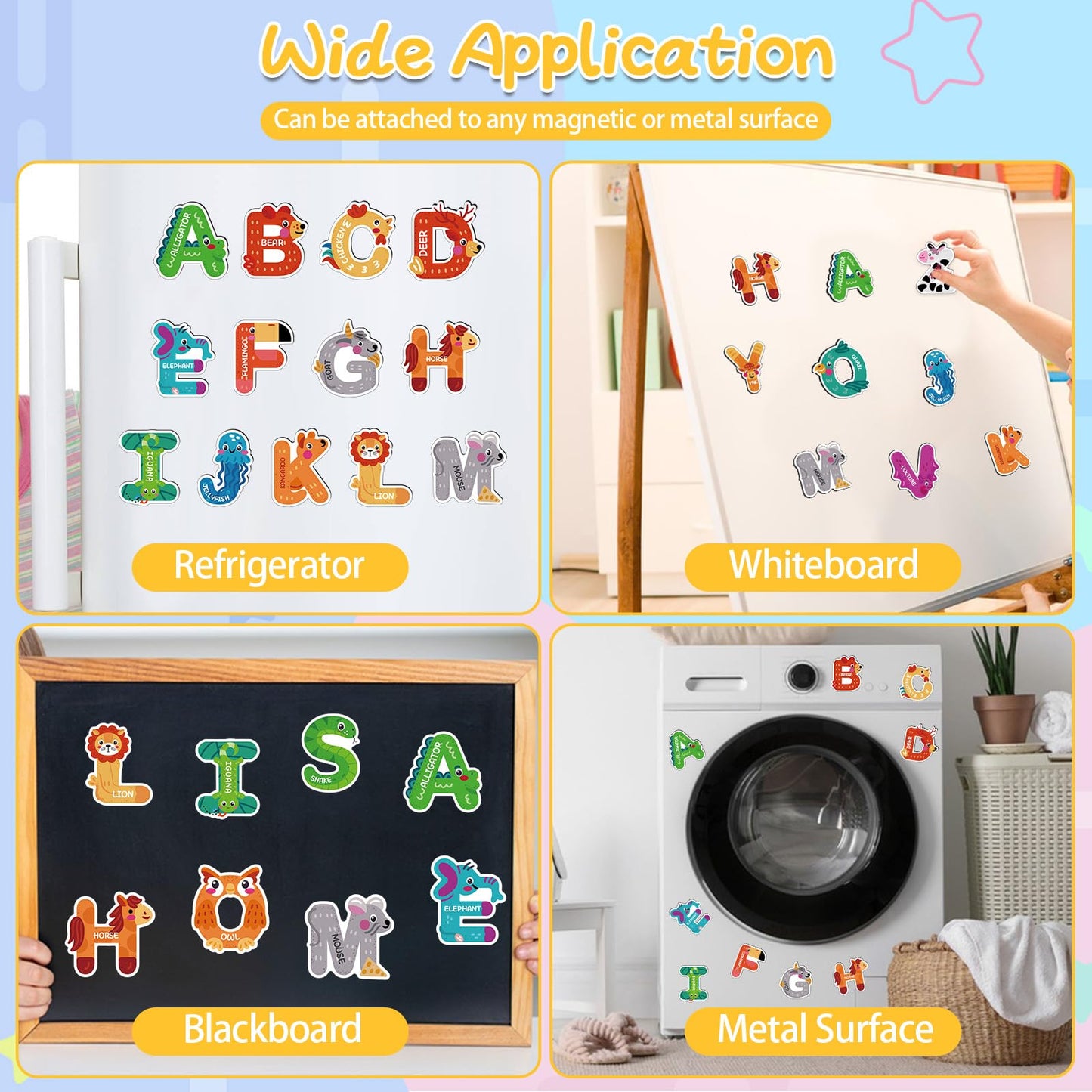 Auzesto 26Pcs Magnetic Letters – Animal ABC Alphabet Magnets for Fridge Learning