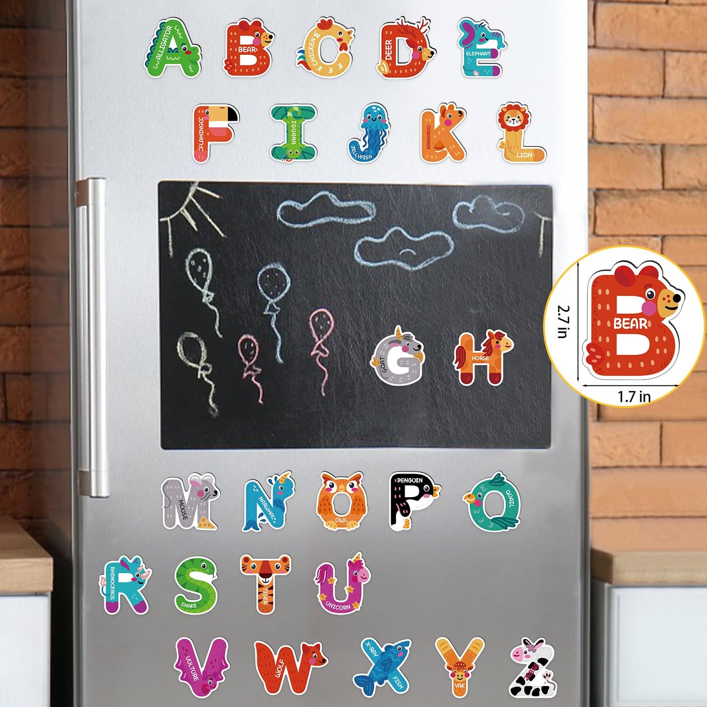 Auzesto 26Pcs Magnetic Letters – Animal ABC Alphabet Magnets for Fridge Learning