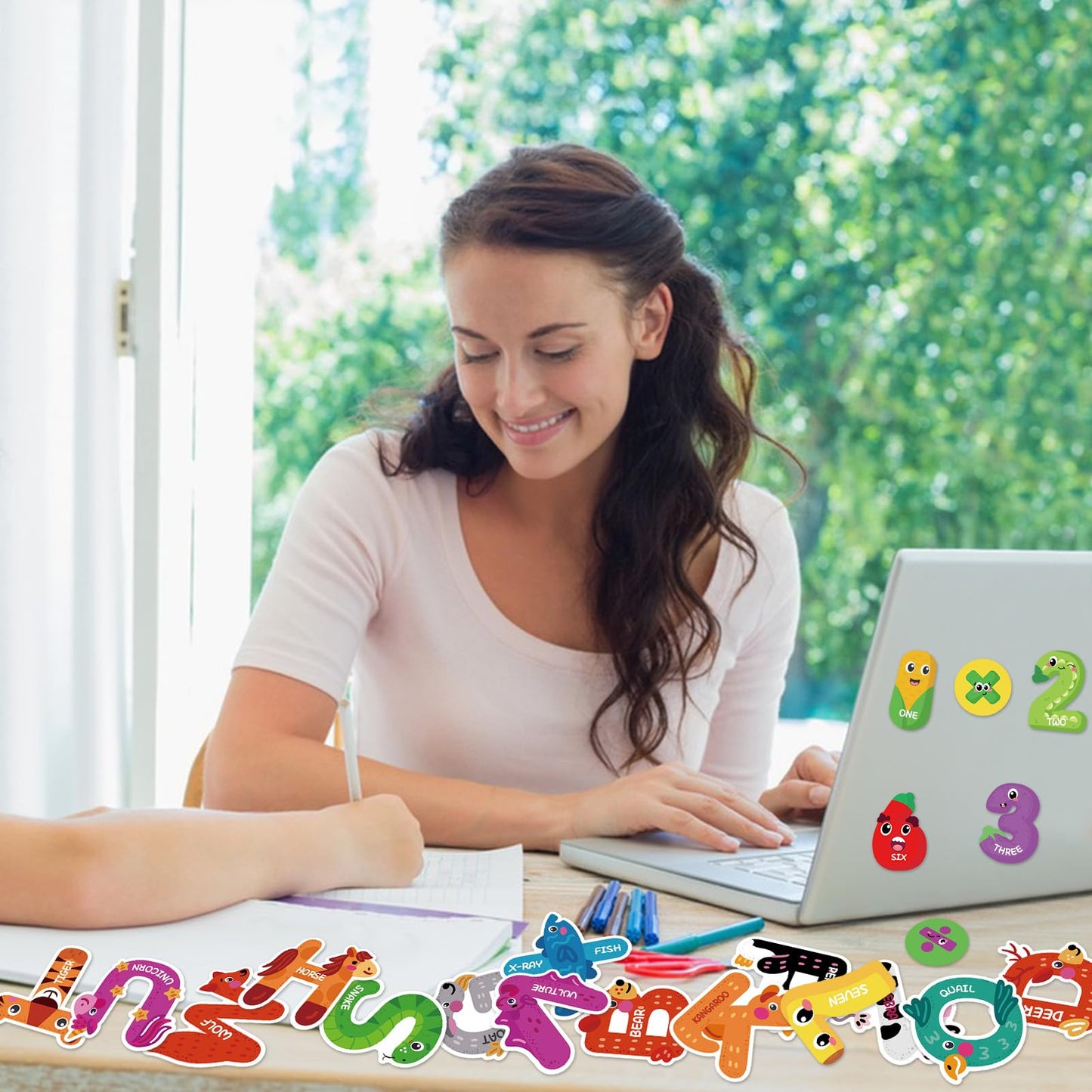 Auzesto 48Pcs Magnetic Letters & Numbers Fridge Magnets – Animal Alphabet Set