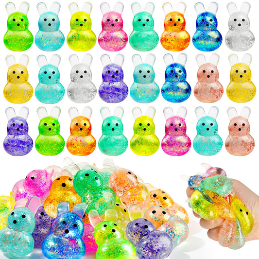 AUZXMCN 24Pcs Easter Squishy Bunny Stress Balls – Fidget Toys