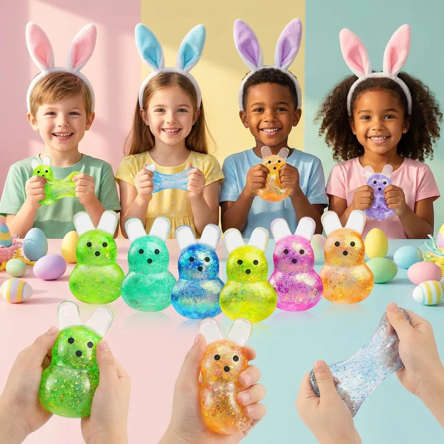 AUZXMCN 24Pcs Easter Squishy Bunny Stress Balls – Fidget Toys