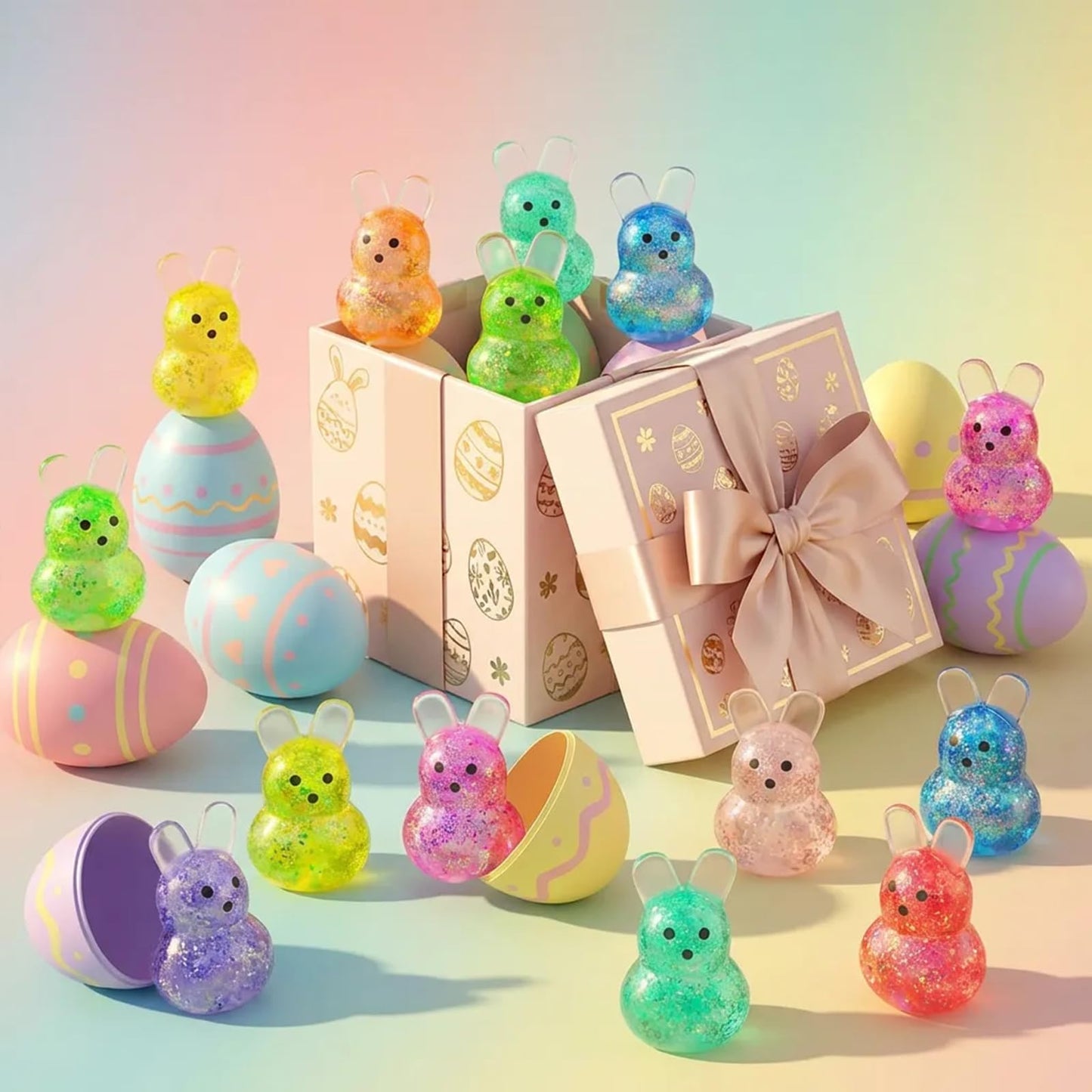 AUZXMCN 24Pcs Easter Squishy Bunny Stress Balls – Fidget Toys
