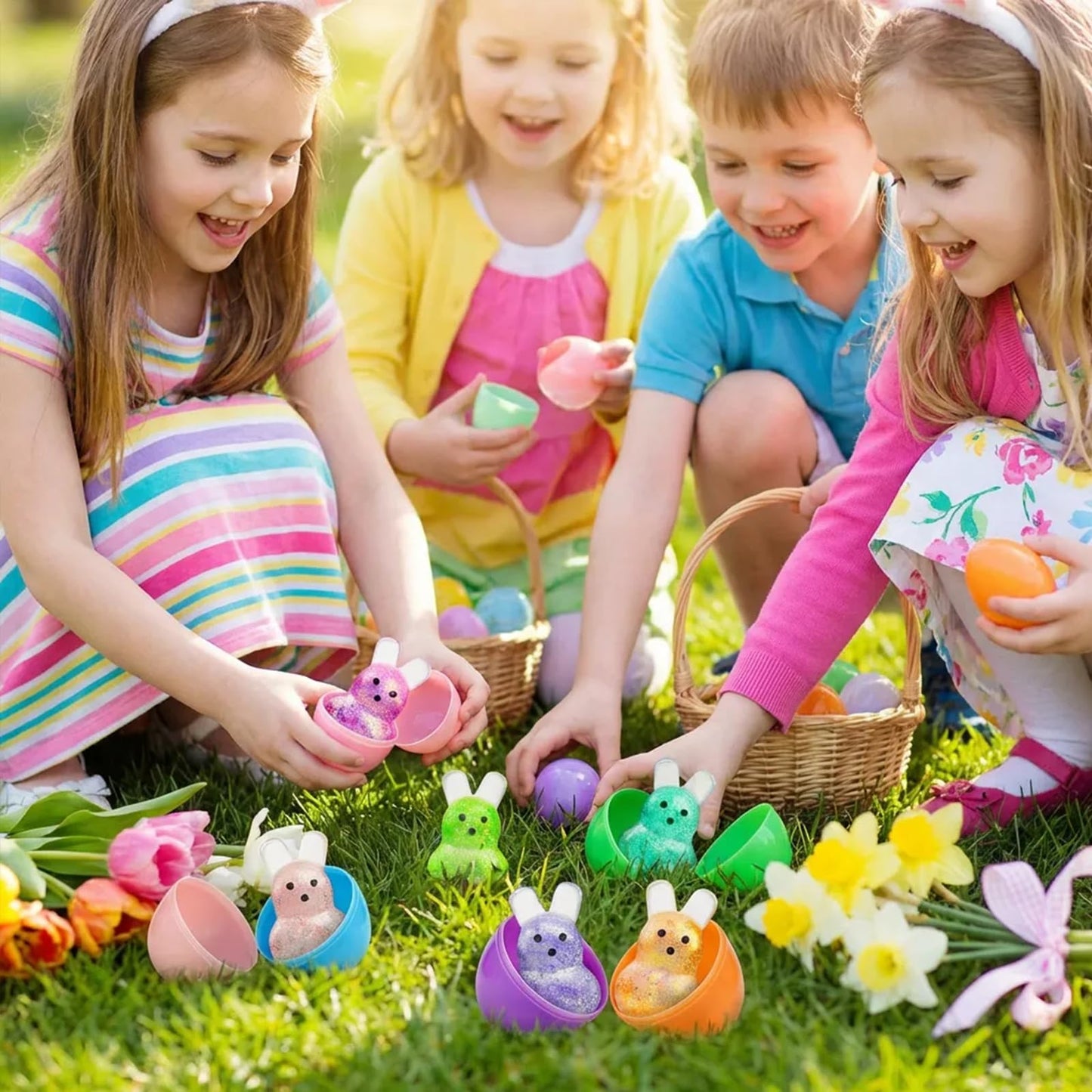 AUZXMCN 24Pcs Easter Squishy Bunny Stress Balls – Fidget Toys