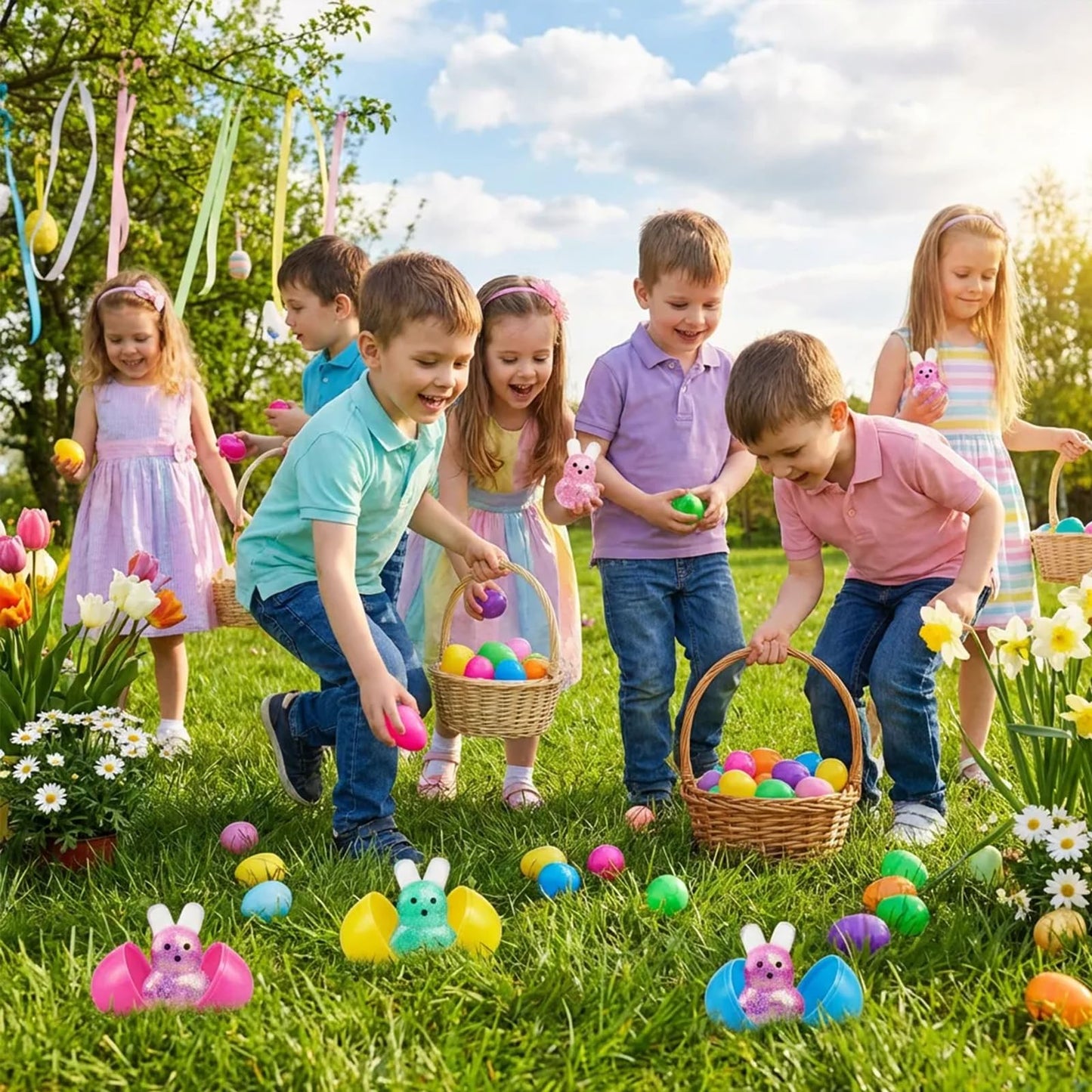 AUZXMCN 24Pcs Easter Squishy Bunny Stress Balls – Fidget Toys
