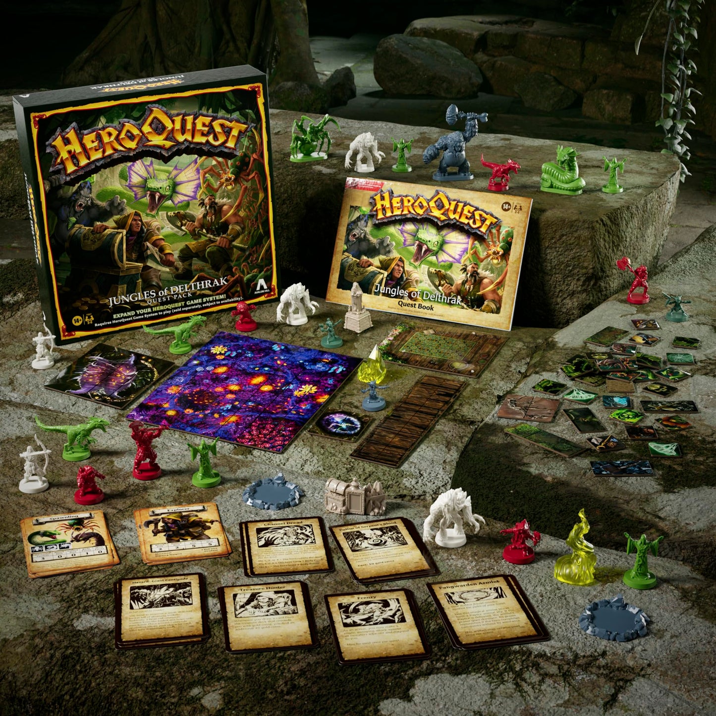 Avalon Hill HeroQuest Jungles of Delthrak Quest Pack | 16 Quests, 29 Miniatures, 2–5 Players