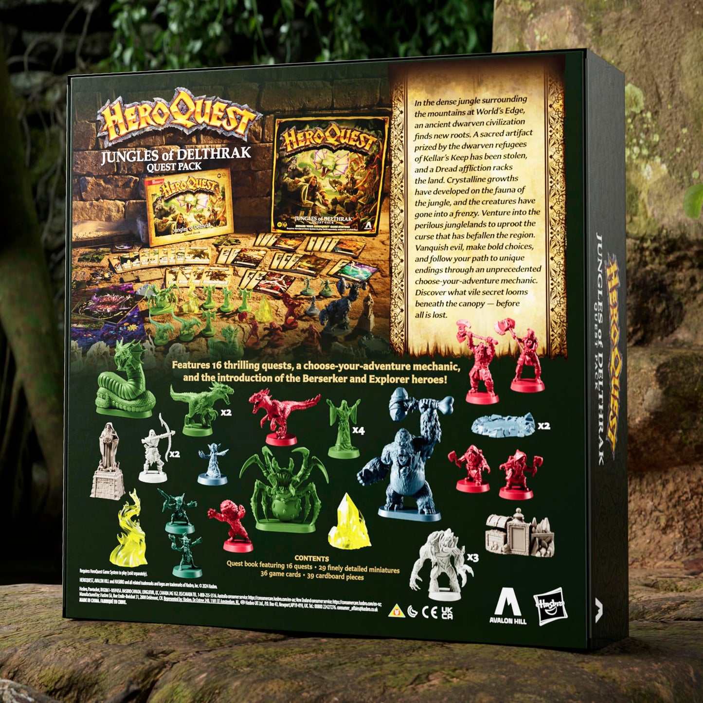 Avalon Hill HeroQuest Jungles of Delthrak Quest Pack | 16 Quests, 29 Miniatures, 2–5 Players
