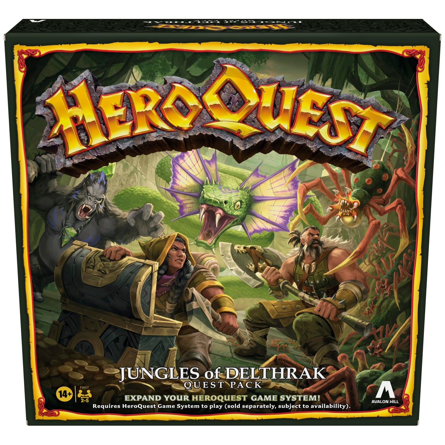 Avalon Hill HeroQuest Jungles of Delthrak Quest Pack | 16 Quests, 29 Miniatures, 2–5 Players