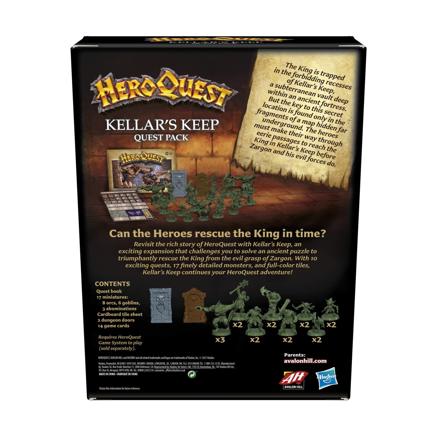 HeroQuest Kellar's Keep Expansion — Avalon Hill | 2-5 Players | Ages 14+