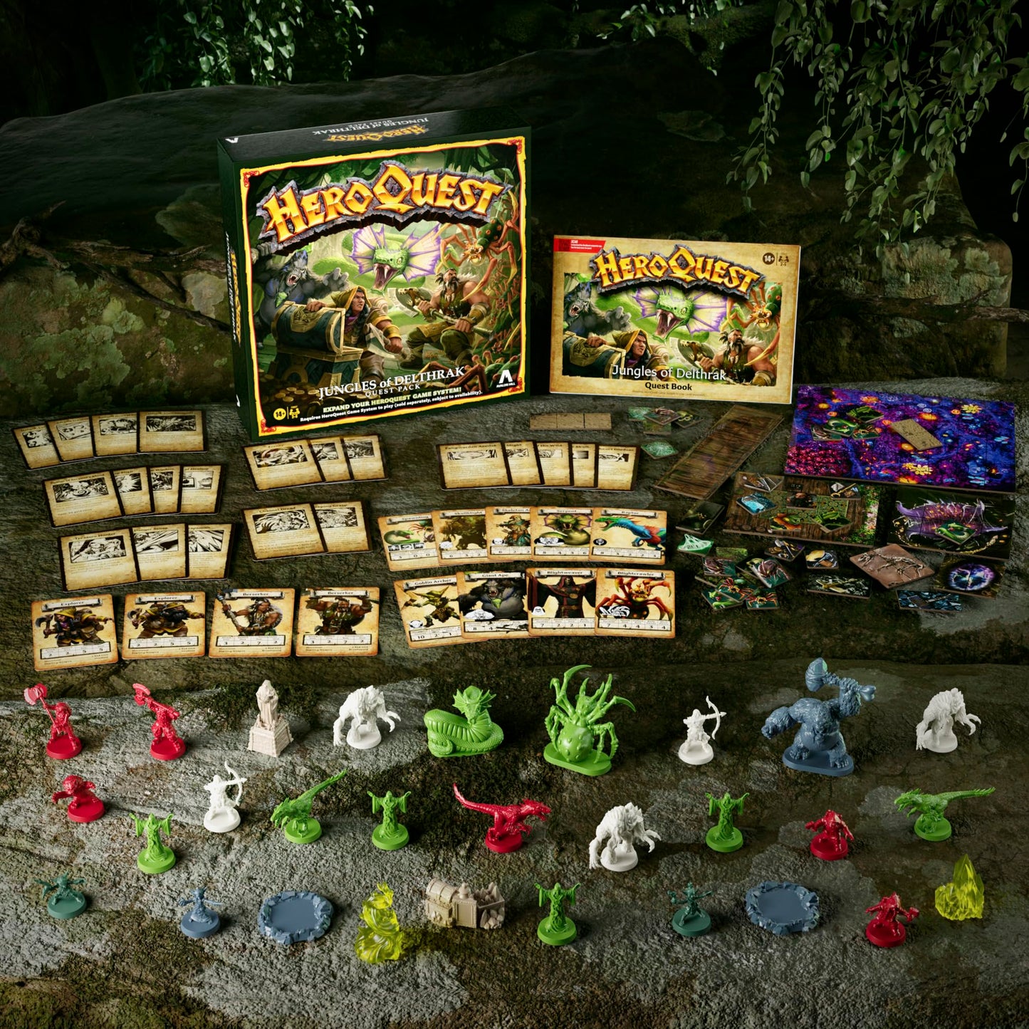 Avalon Hill HeroQuest Jungles of Delthrak Quest Pack | 16 Quests, 29 Miniatures, 2–5 Players