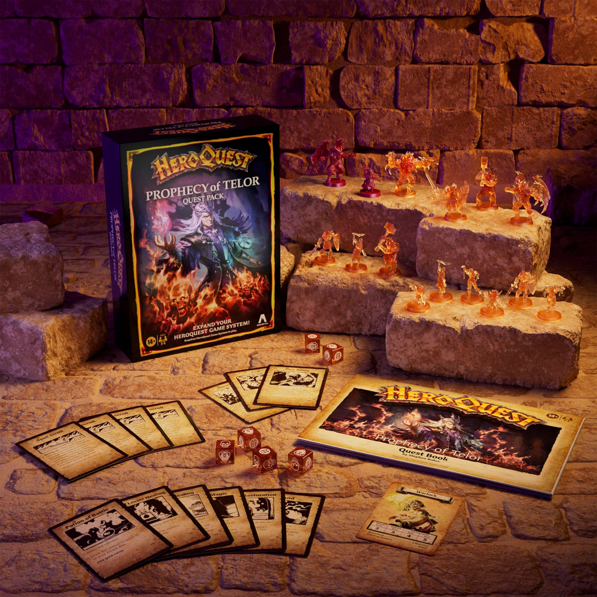 Avalon Hill Prophecy of Telor Quest Pack for HeroQuest | 13 Quests, 15 Miniatures, 2-5 Players