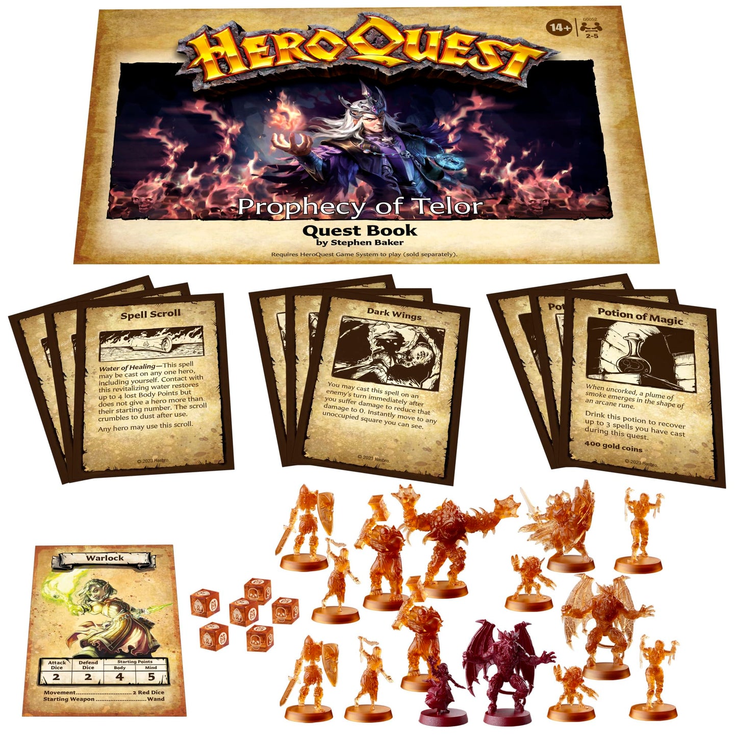 Avalon Hill Prophecy of Telor Quest Pack for HeroQuest | 13 Quests, 15 Miniatures, 2-5 Players