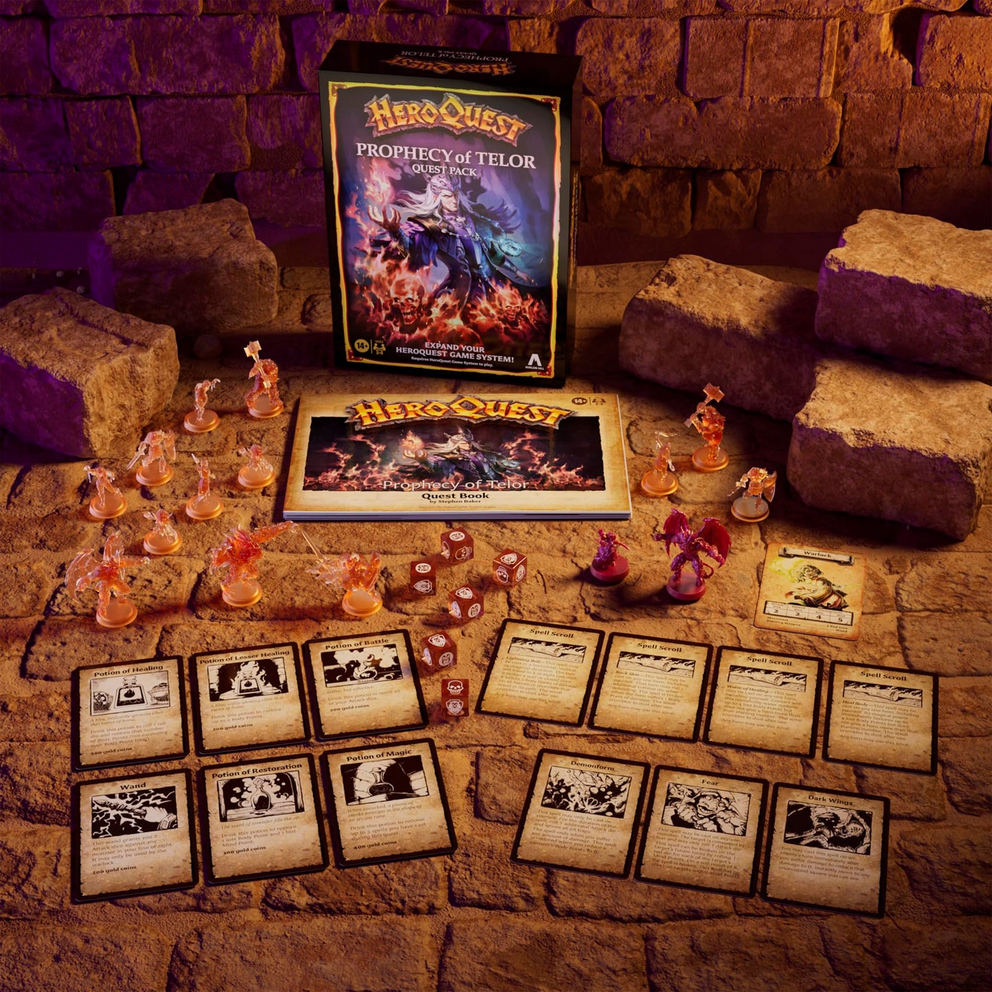 Avalon Hill Prophecy of Telor Quest Pack for HeroQuest | 13 Quests, 15 Miniatures, 2-5 Players