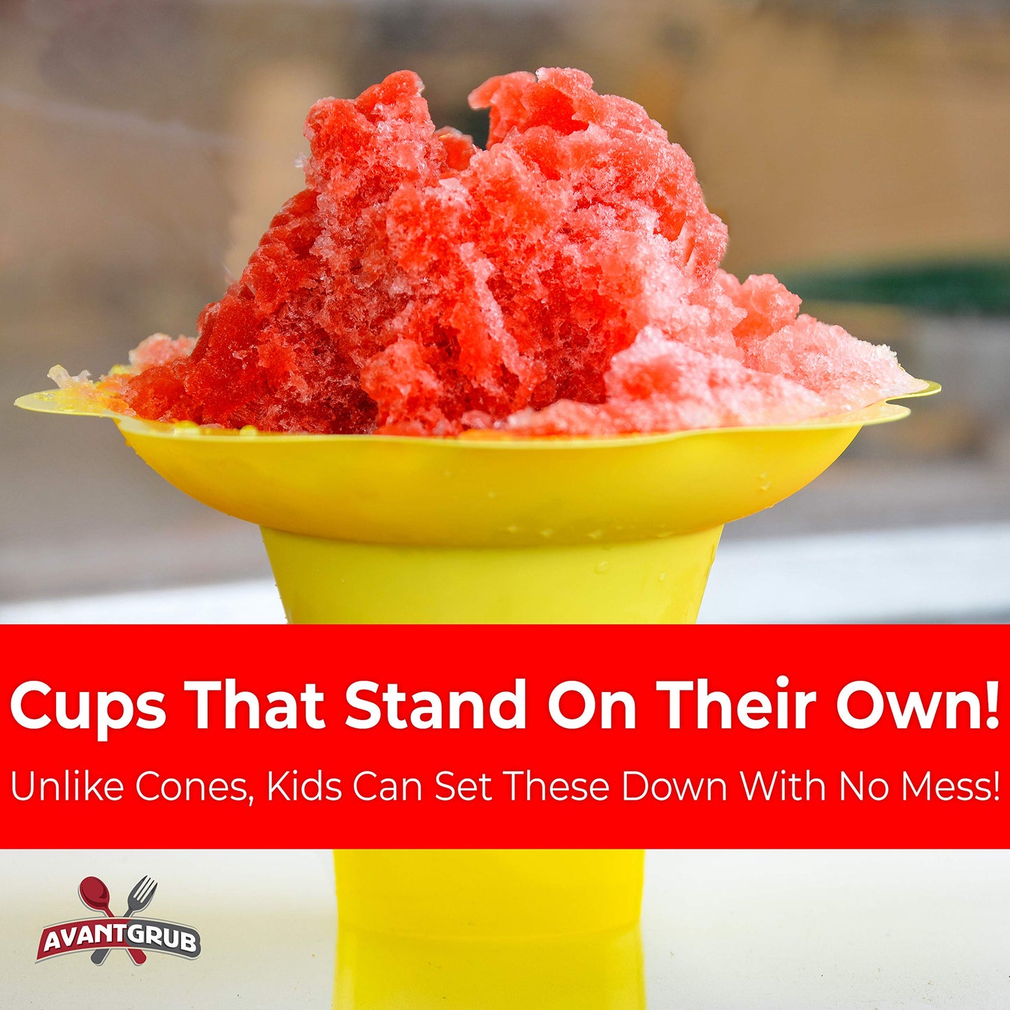Avant Grub Leak-Proof 4oz Flower Snow Cone Cups 100 Pack — Reusable, Drip-Catching