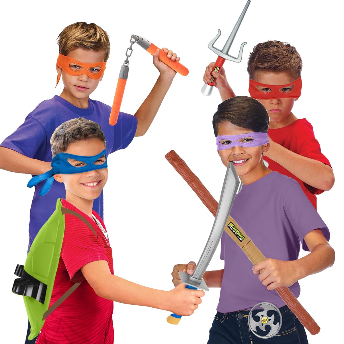 Avazera Turtle Shell Superhero Cosplay Costume Set for Kids | Colorful Props & Mask