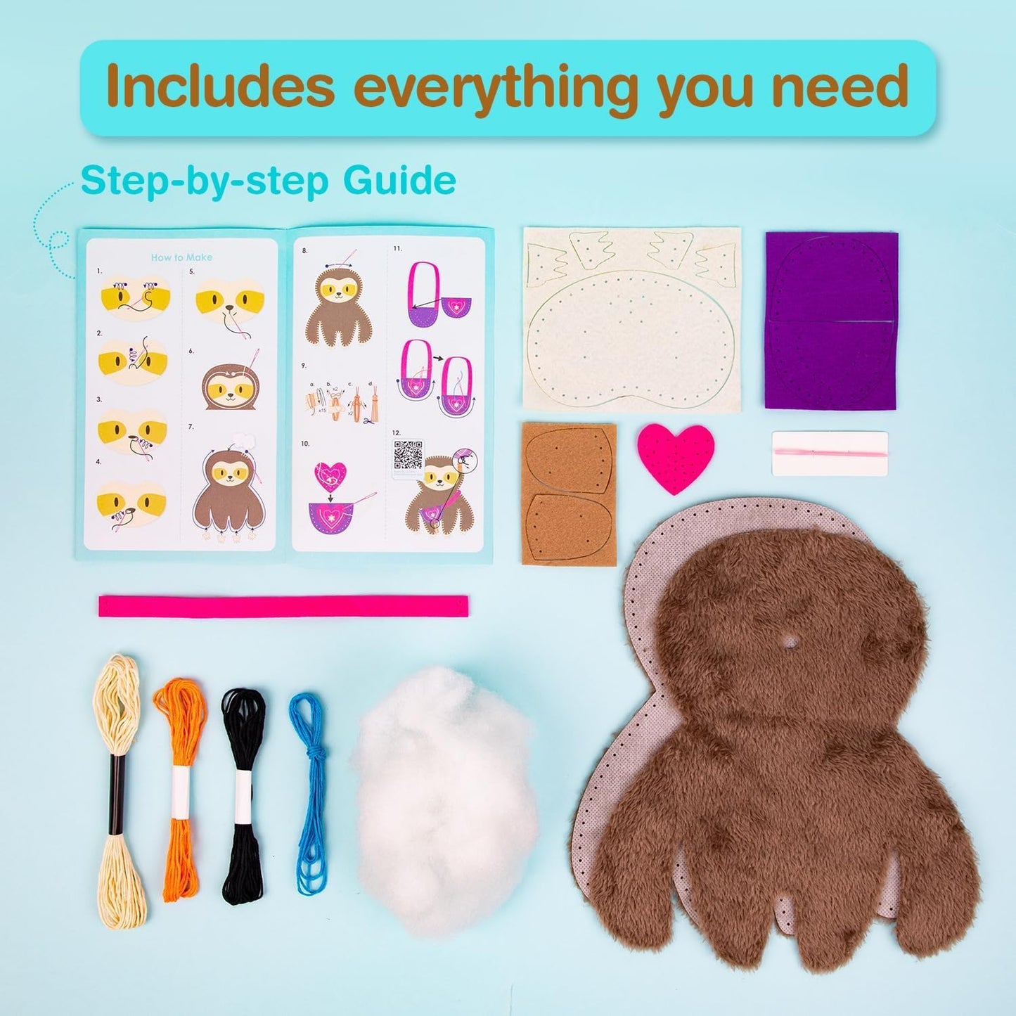 AVENIR My First Sewing Kit for Beginners Ages 6+ | Premium Plush DIY Animals Craft Kit