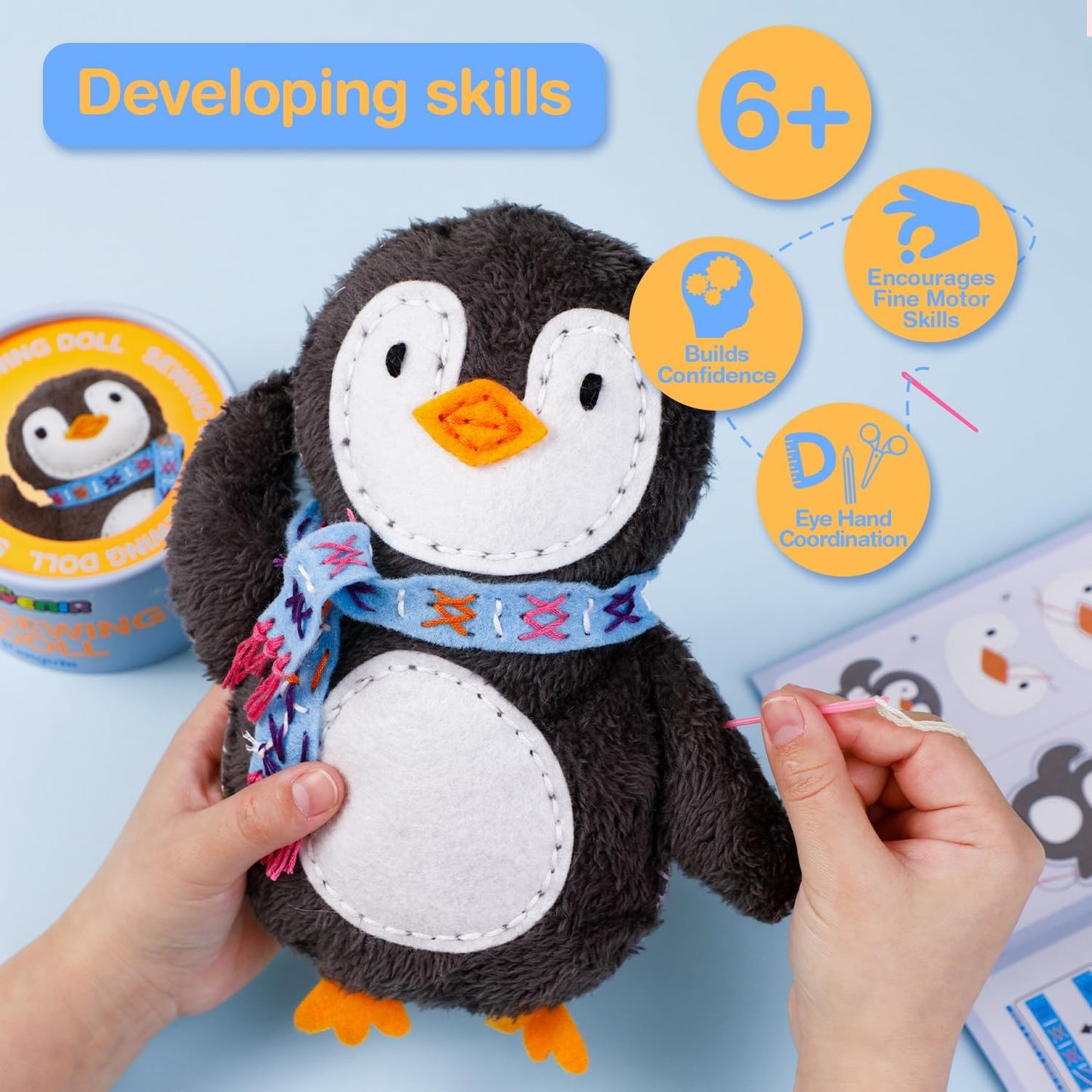 Avenir My First Sewing Kit for Beginners 6+ | Plush DIY Animals