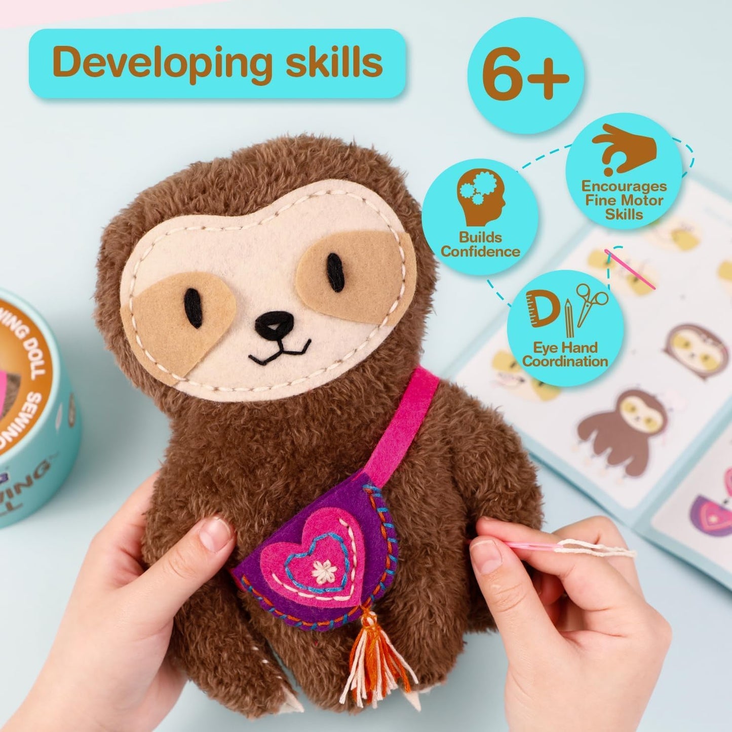 AVENIR My First Sewing Kit for Beginners Ages 6+ | Premium Plush DIY Animals Craft Kit