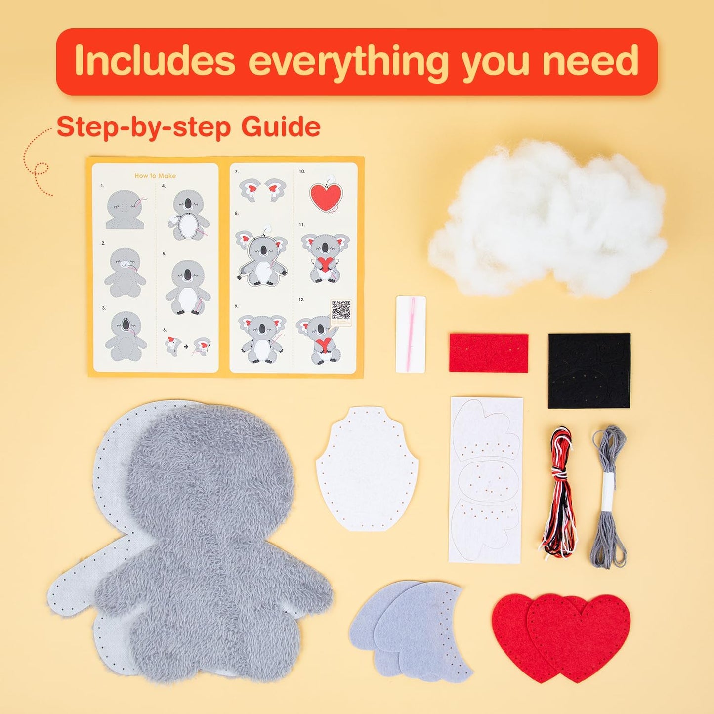 Avenir My First Sewing Kit for Kids 6-12 | Learn to Sew DIY Plush with Safe Tools