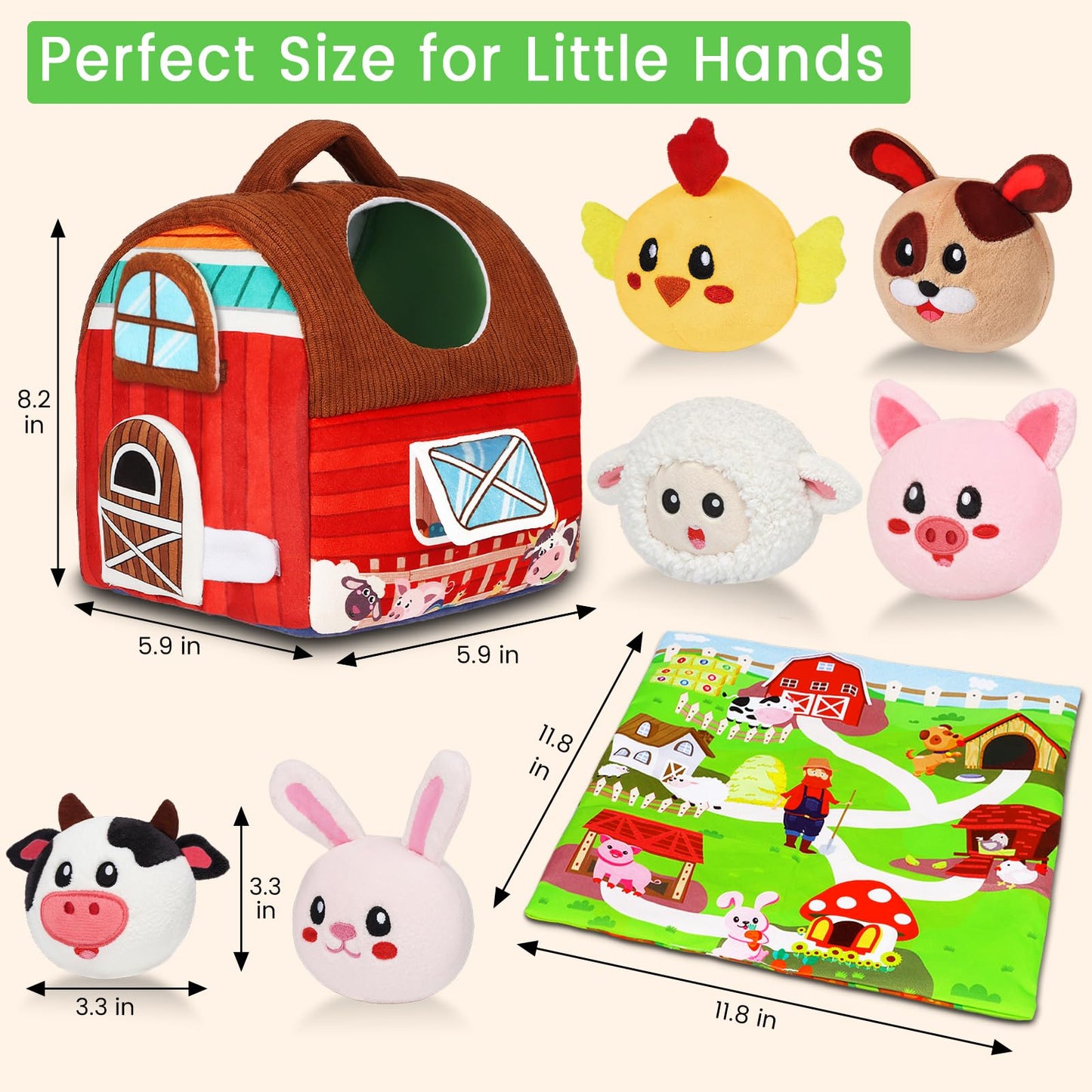 Avesa Baby Toys 6-12 Months | Soft Barn Toy with Plush Farm Animals & Rattle