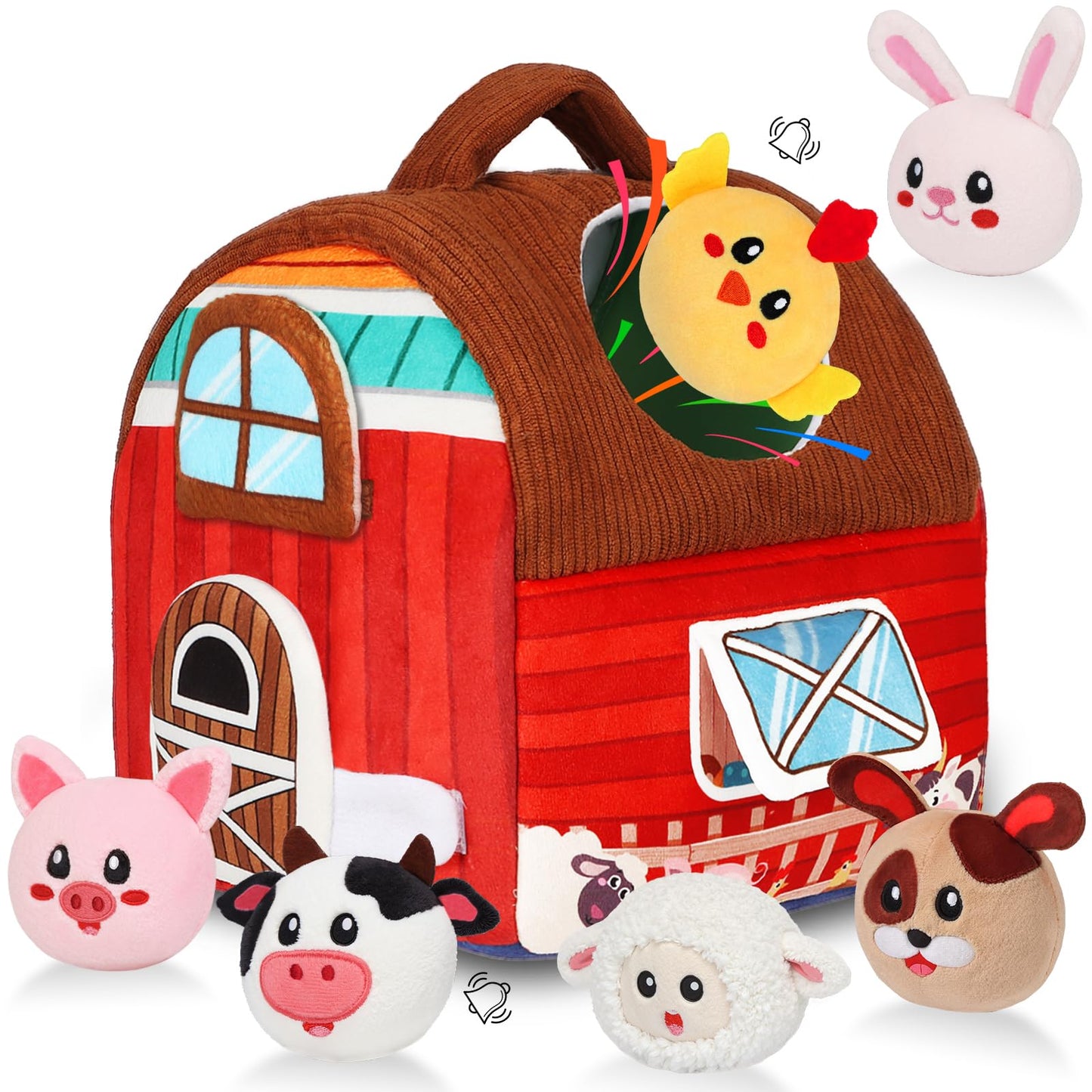Avesa Baby Toys 6-12 Months | Soft Barn Toy with Plush Farm Animals & Rattle
