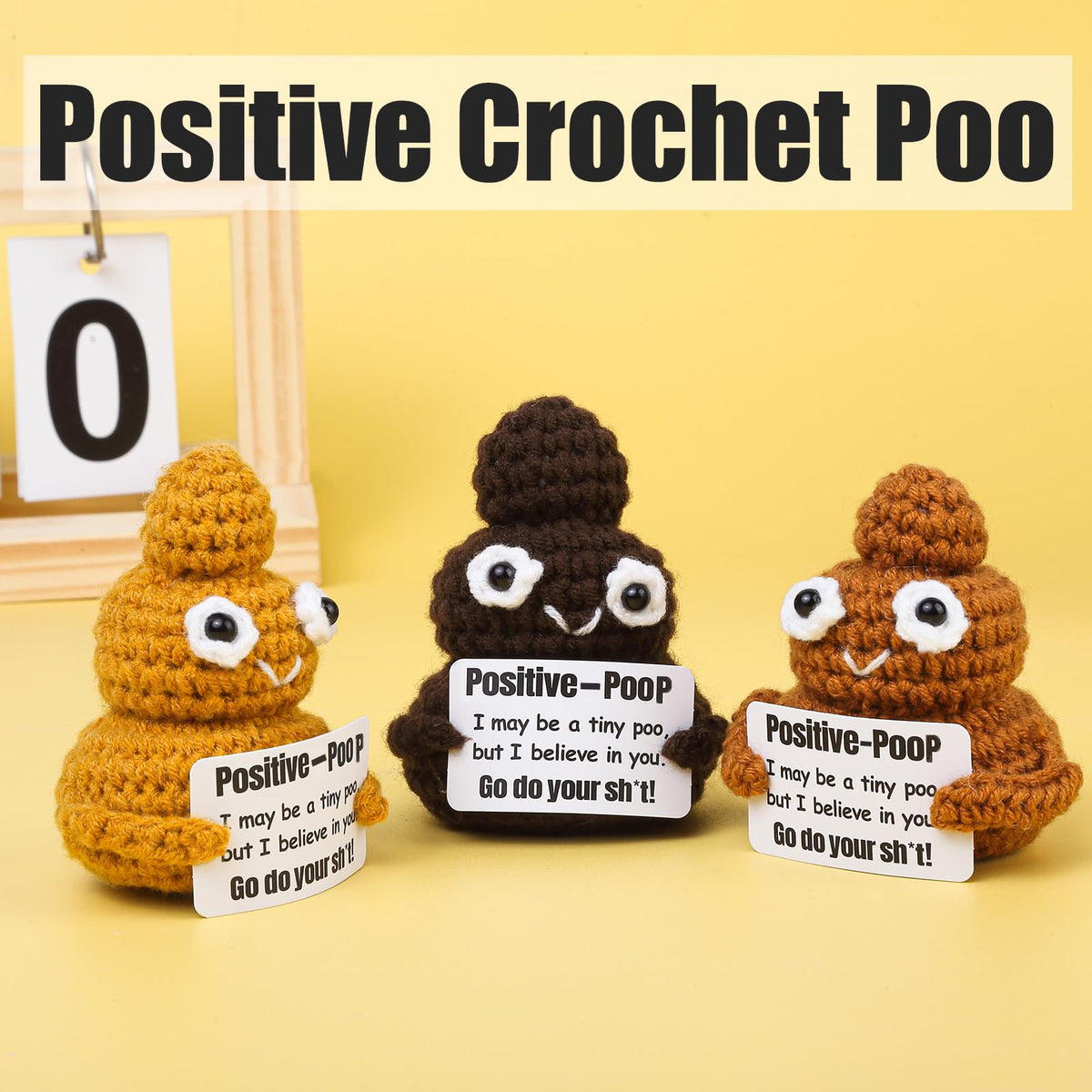 Avgiedy 3-Pack Funny Gag Gifts: Crochet Poop Desk Decor & Stocking Stuffers