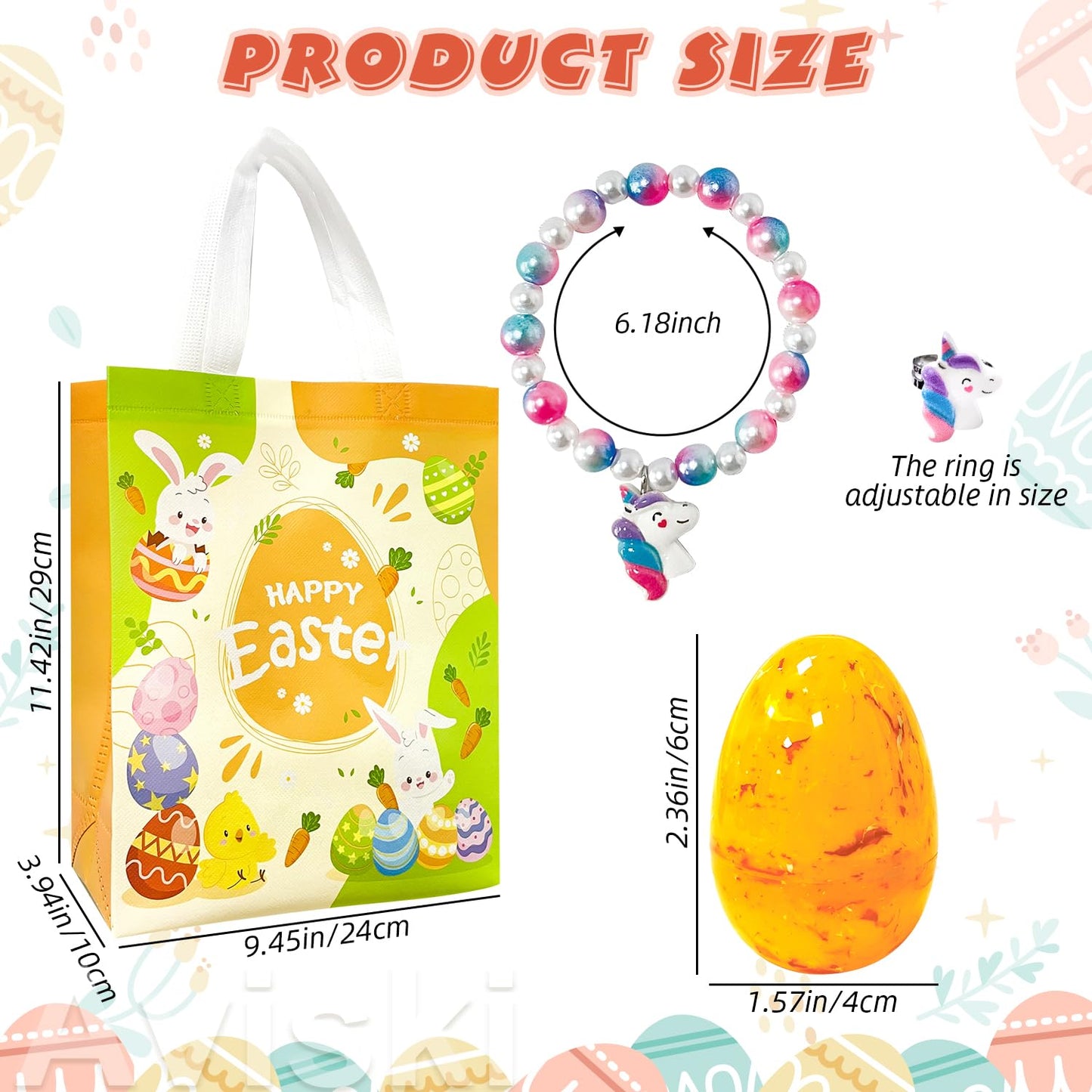 Aviski 12Pcs Easter Surprise Eggs – Bracelets & Rings Inside, Party Favors & Egg Hunt Treats