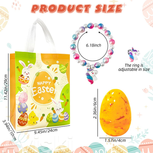 Aviski 12Pcs Easter Surprise Eggs – Bracelets & Rings Inside, Party Favors & Egg Hunt Treats
