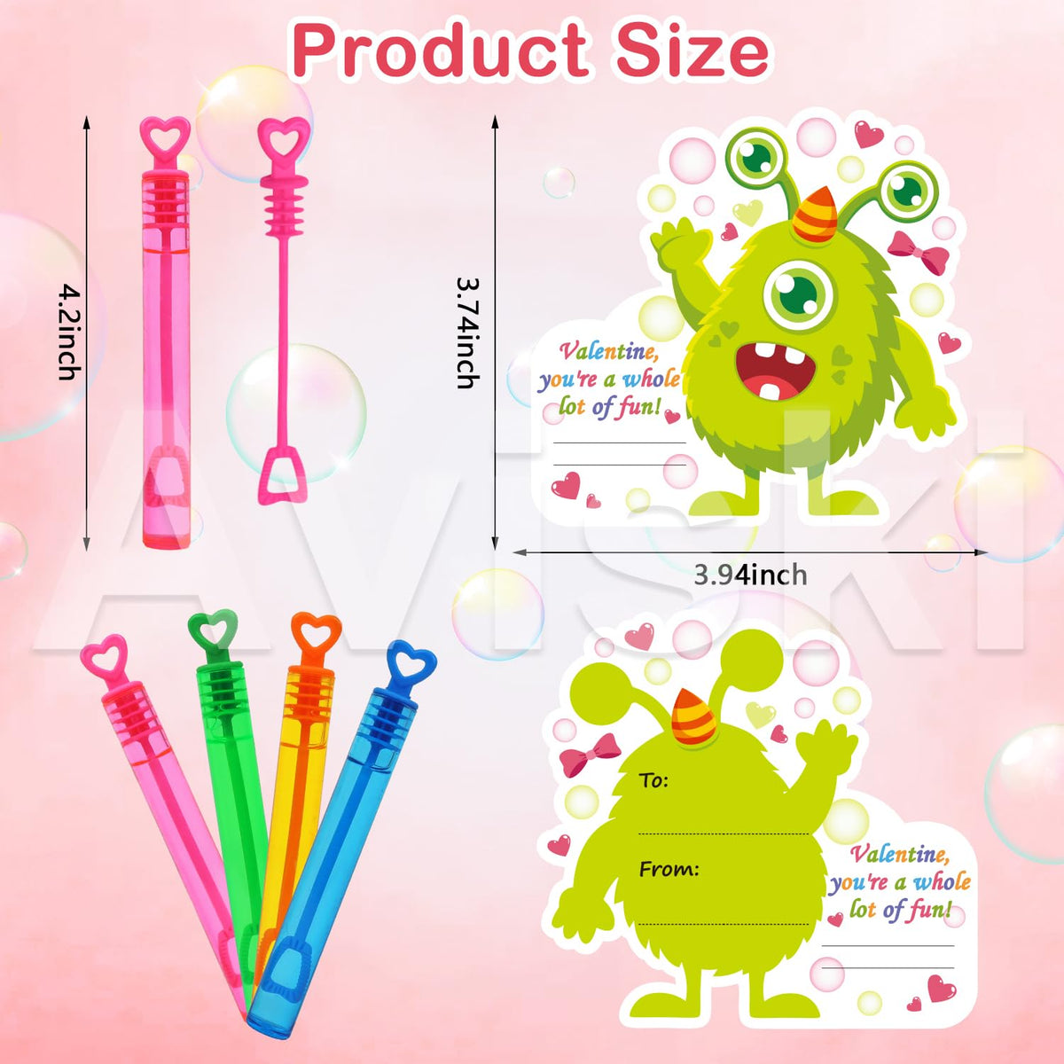 Aviski 32-Pack Valentines Cards with Heart Bubble Wands – Classroom Exchange
