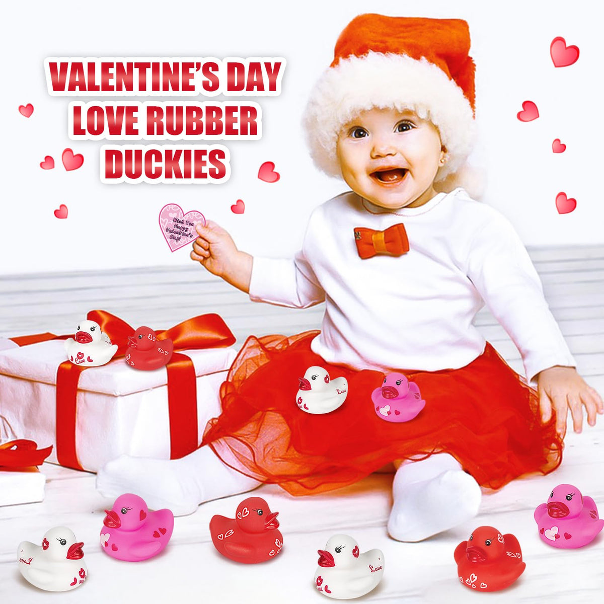 Aviski 30Pcs Kids Valentines Gifts for Classroom | Cute Rubber Ducks & Cards