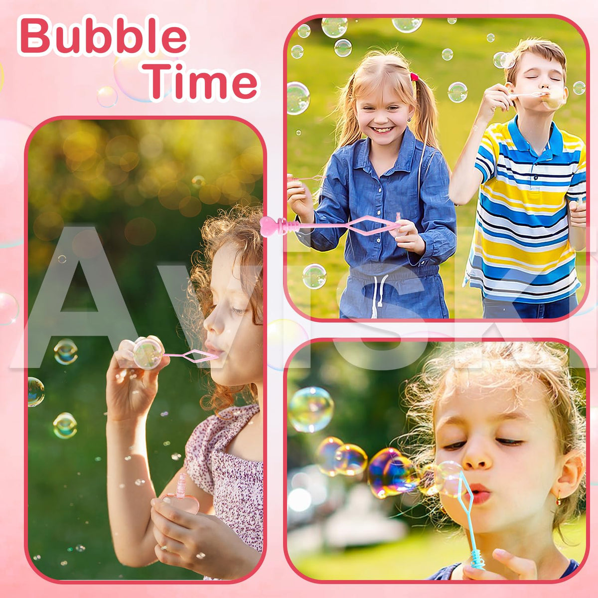 Aviski 28Pcs Kids Valentines Day Gifts — Heart Cards with Bubble Wands for Classroom Exchanges
