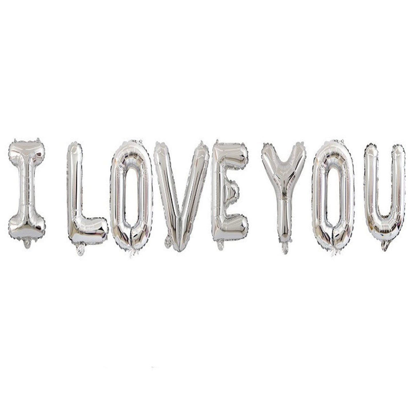AVMBC I Love You Foil Letter Balloon - 16in Silver Valentines, Anniversary & Wedding Decor