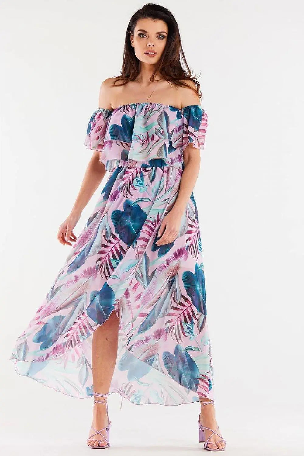 awama long, asymmetrical chiffon skirt with elastic lining