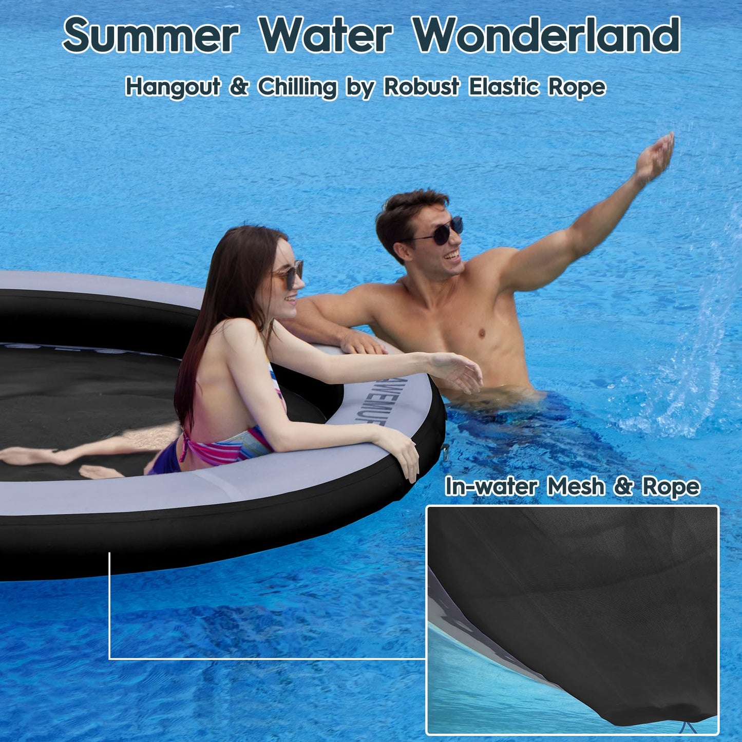 AWEMUFA 8ft Water Hammock — 8in Thick Mesh Ring for Adults