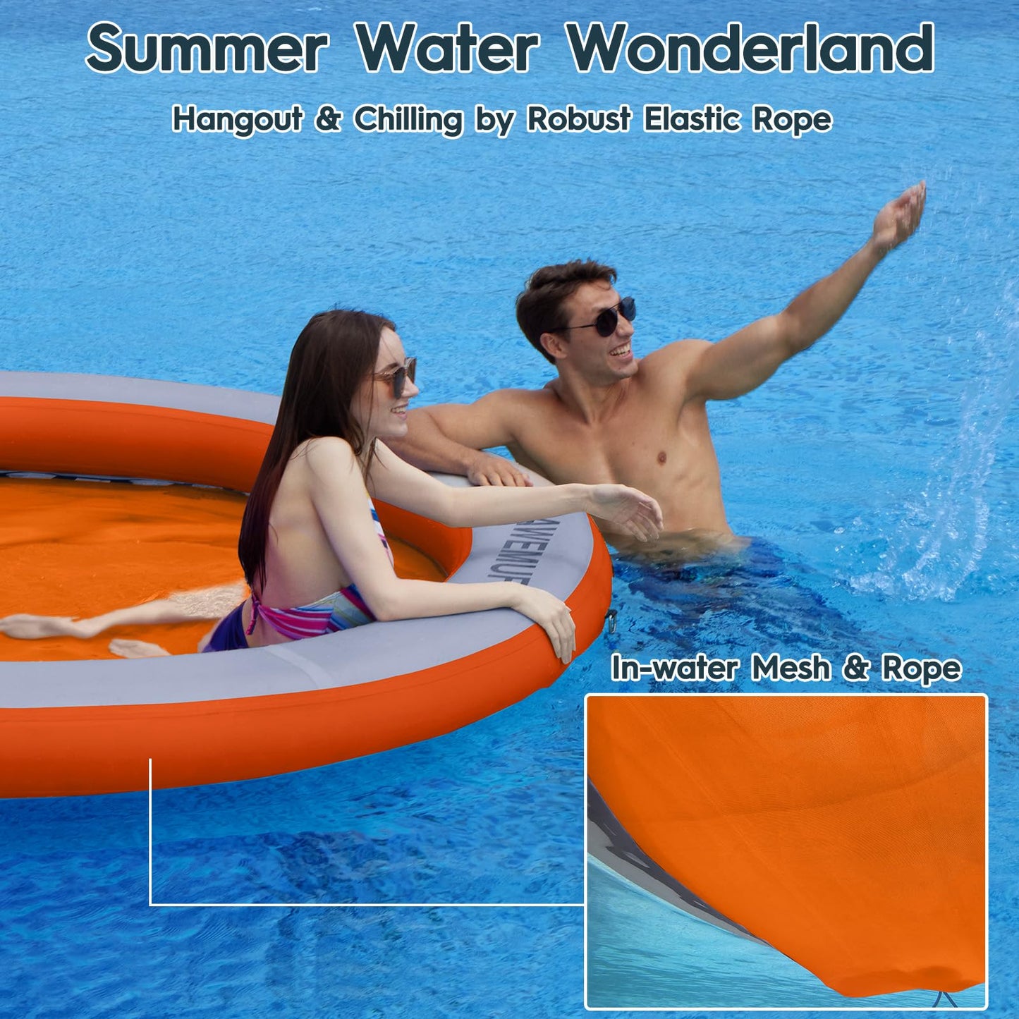 AWEMUFA 8ft Water Hammock – 8-Inch Thick Mesh Floating Ring