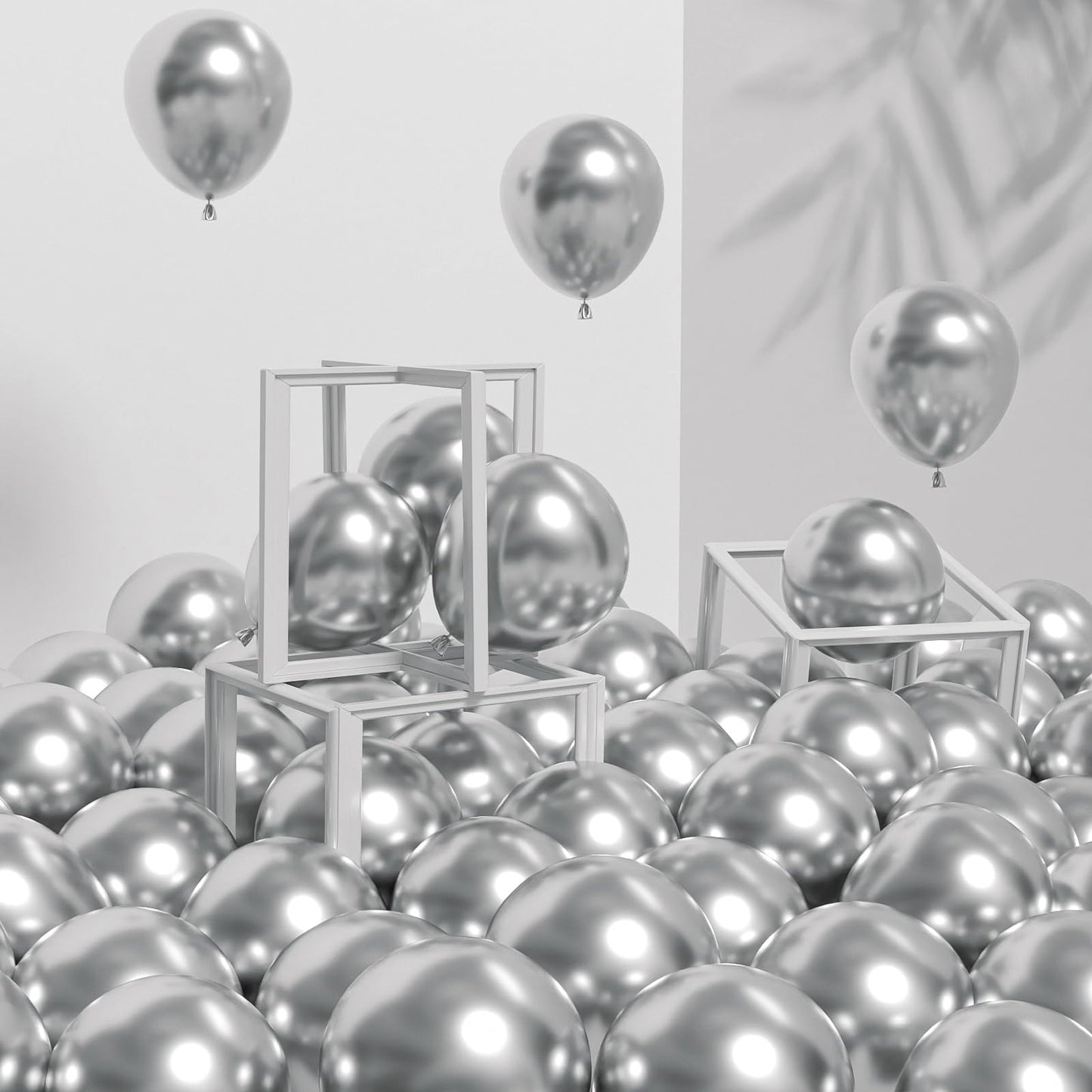 Awenztech 120pcs 5in Metallic Silver Latex Balloons – Premium Party Decor